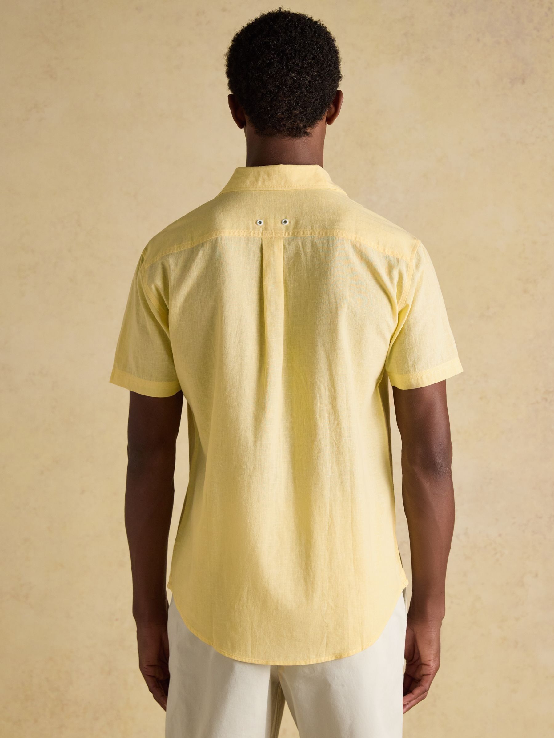 Linen Blend Yellow Short Sleeve Shirt - Image 2 of 10