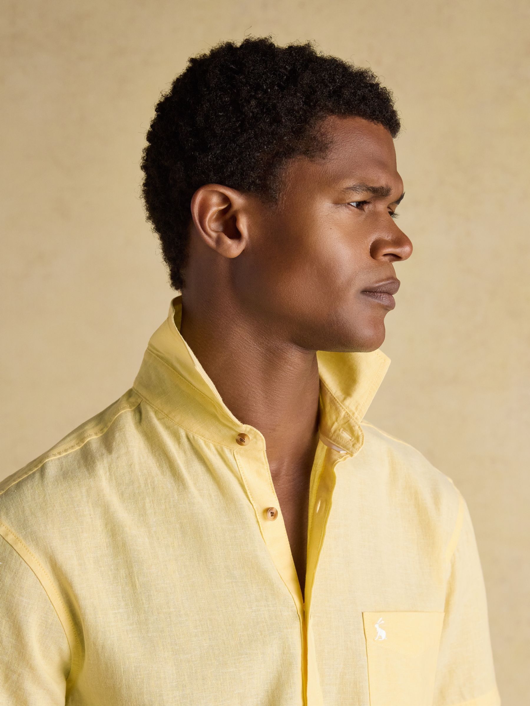 Linen Blend Yellow Short Sleeve Shirt - Image 3 of 10