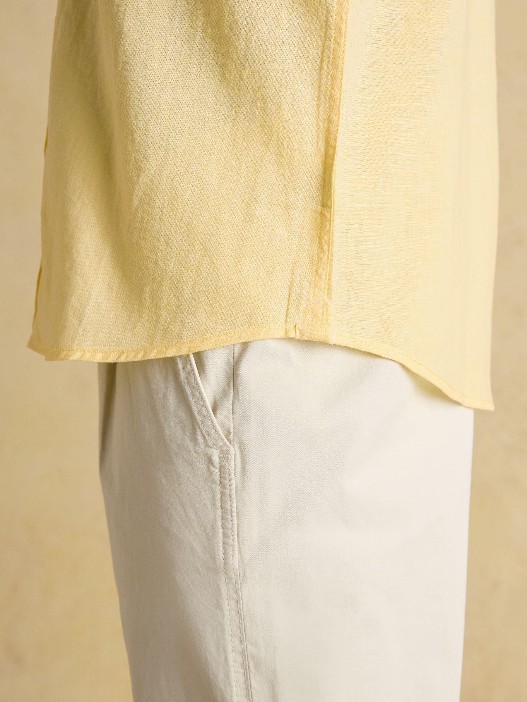Linen Blend Yellow Short Sleeve Shirt - Image 9 of 10