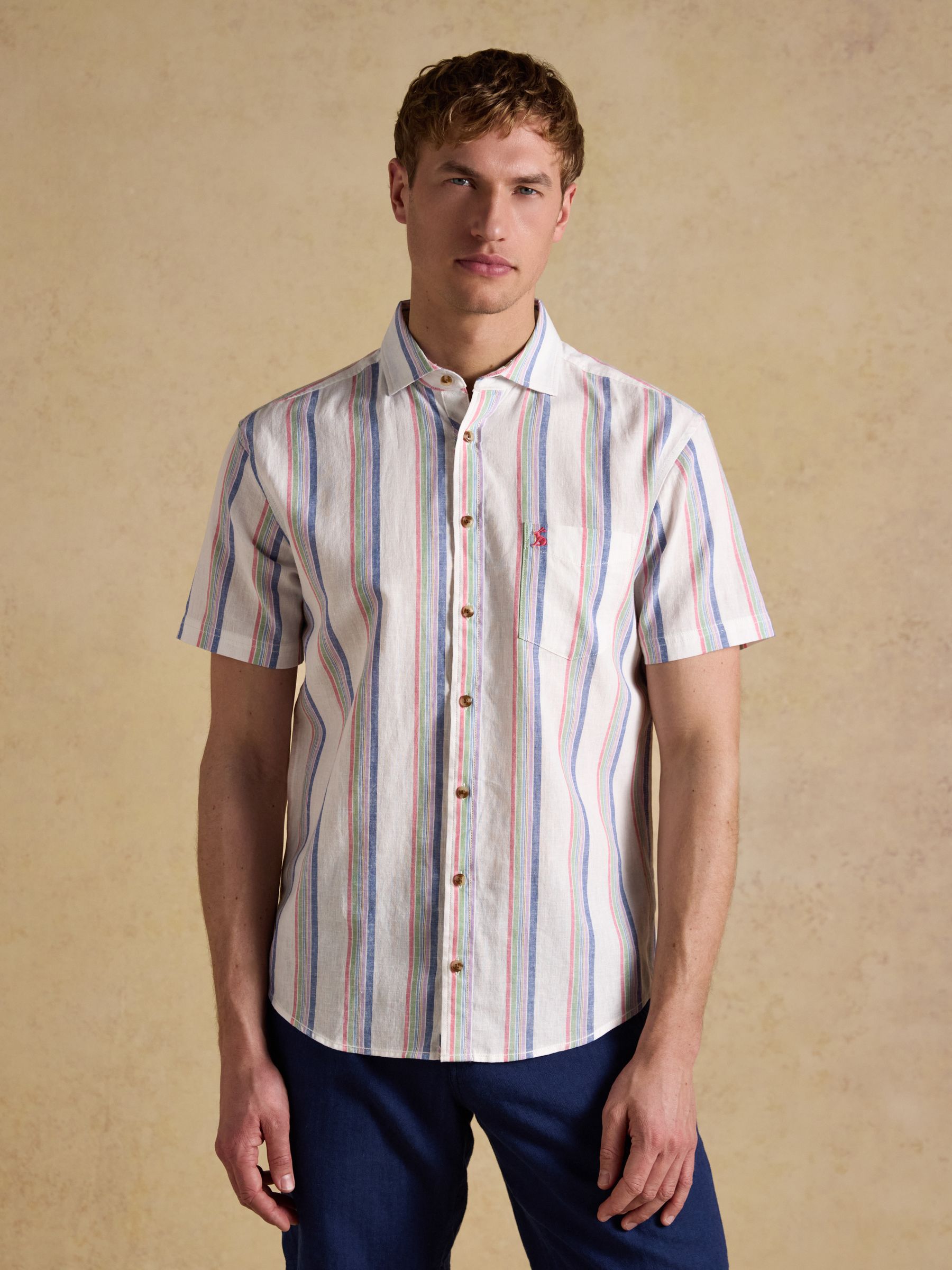 Multi Linen Blend Short Sleeve Shirt - Image 1 of 7