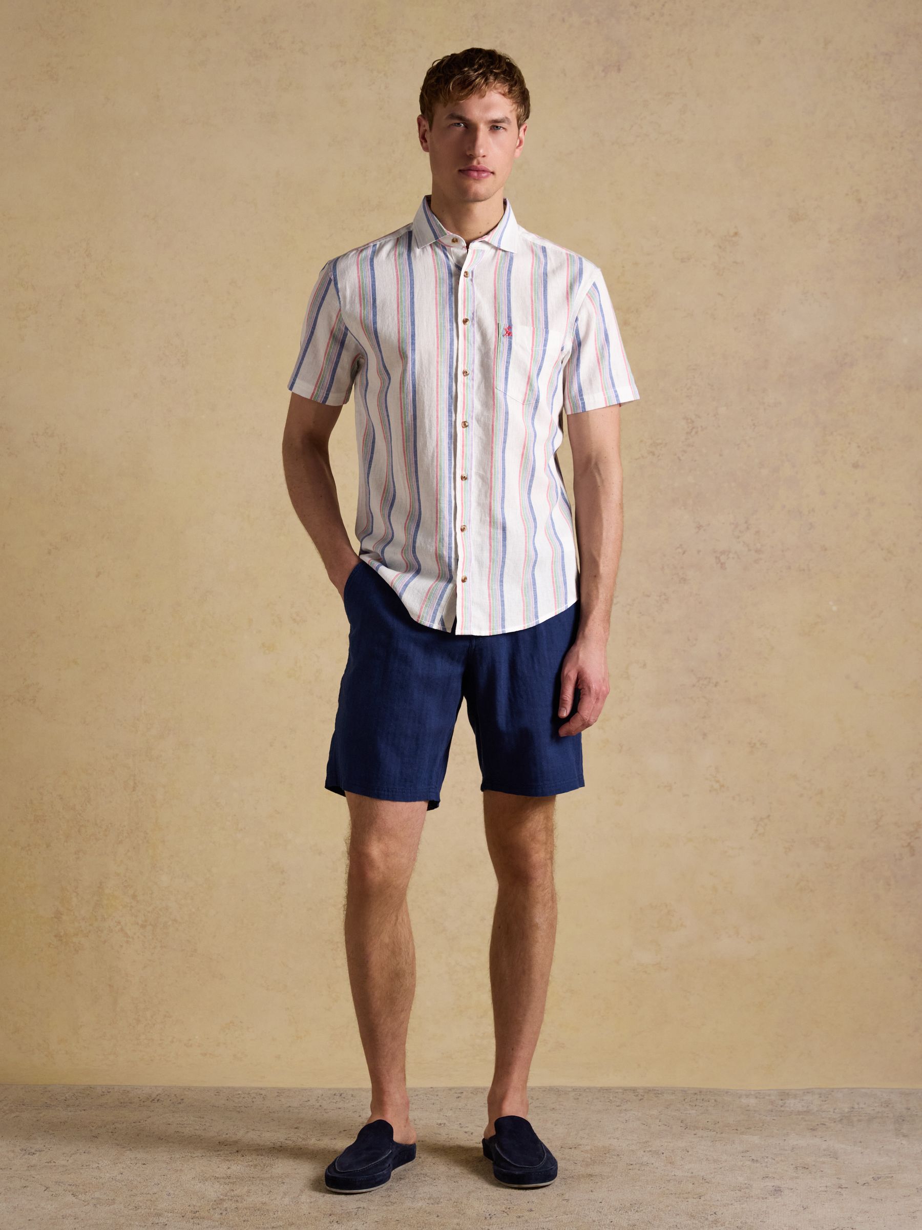 Multi Linen Blend Short Sleeve Shirt - Image 4 of 7