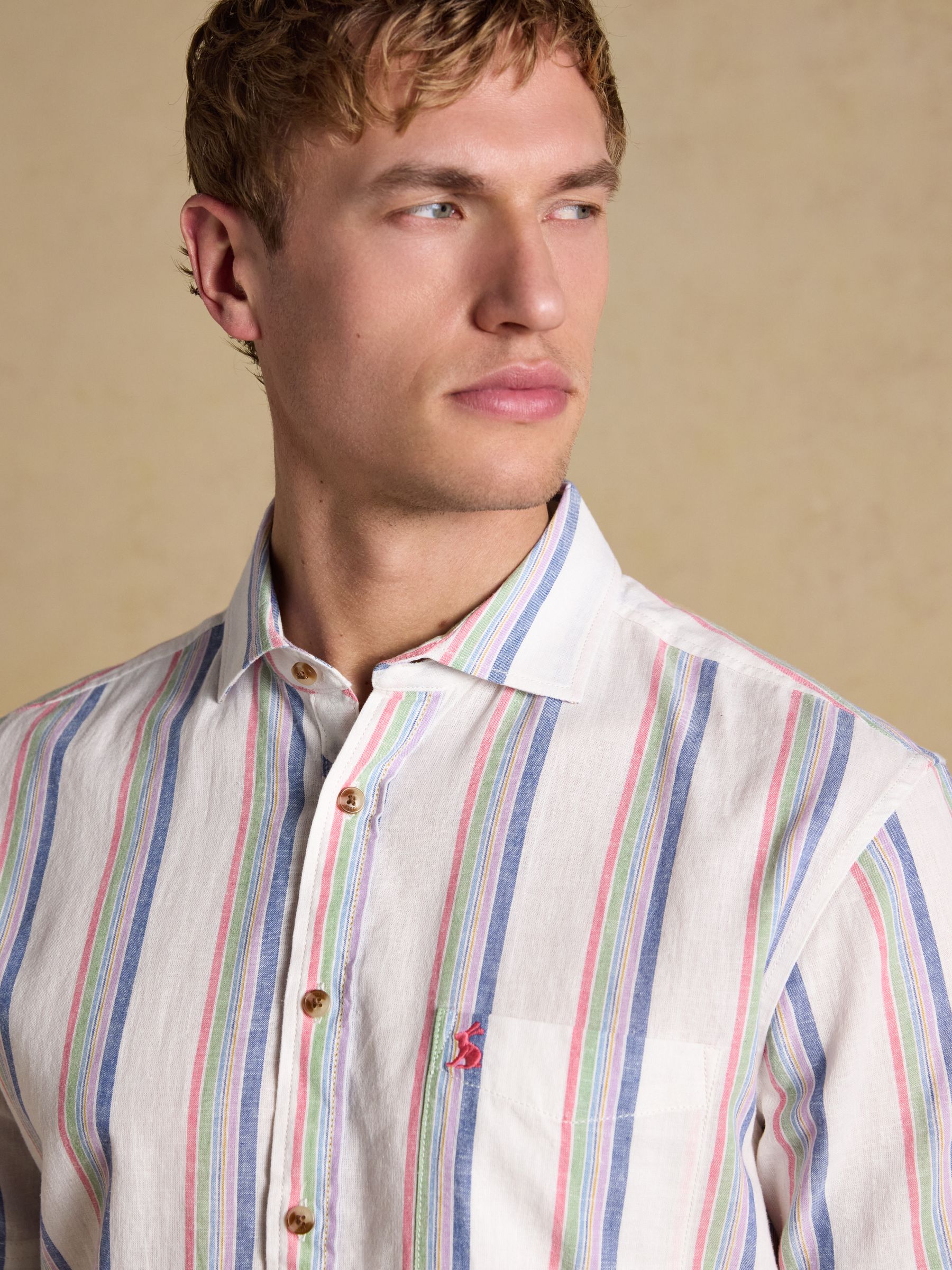Multi Linen Blend Short Sleeve Shirt - Image 8 of 10