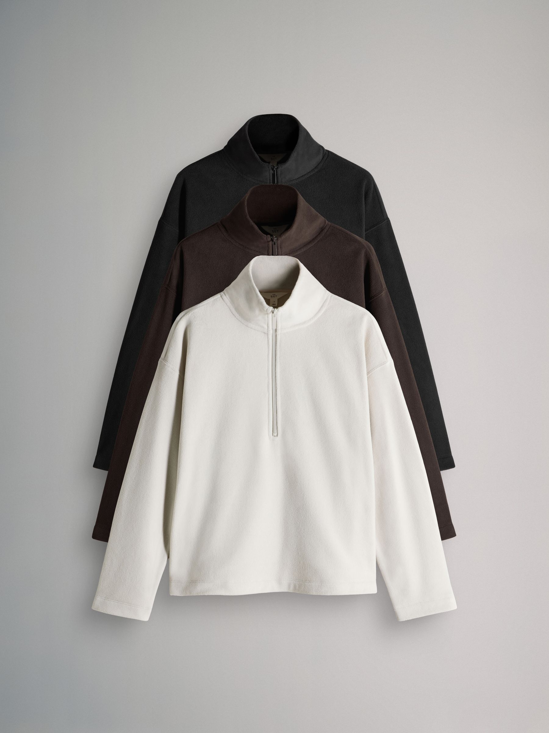 Black/Cream/Ganache 3 Pack Microfleece Quarter Zip Fleece - Image 1 of 6