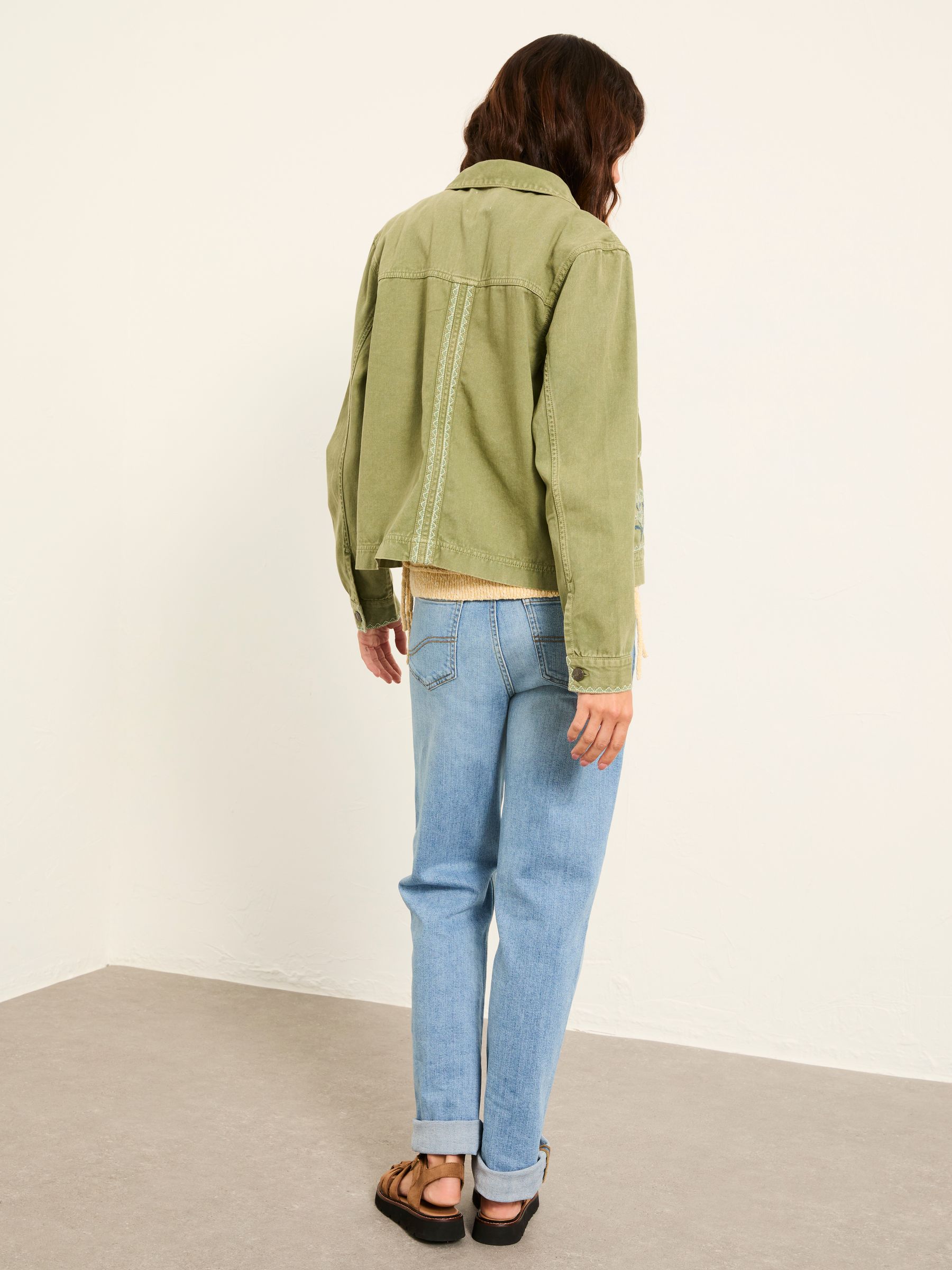 Grace Khaki Green Embroidered Jacket - Image 2 of 5