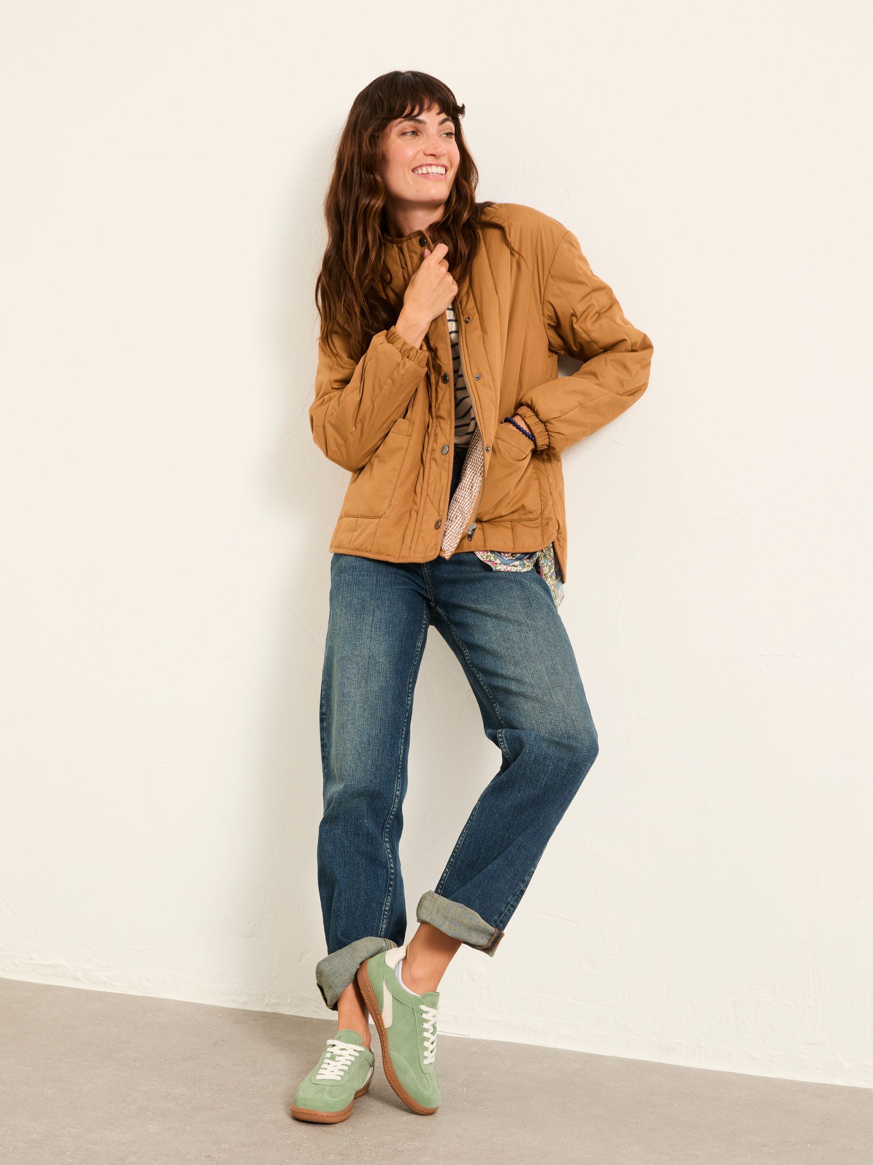 Raya Tan Brown Quilted Jacket - Image 3 of 6