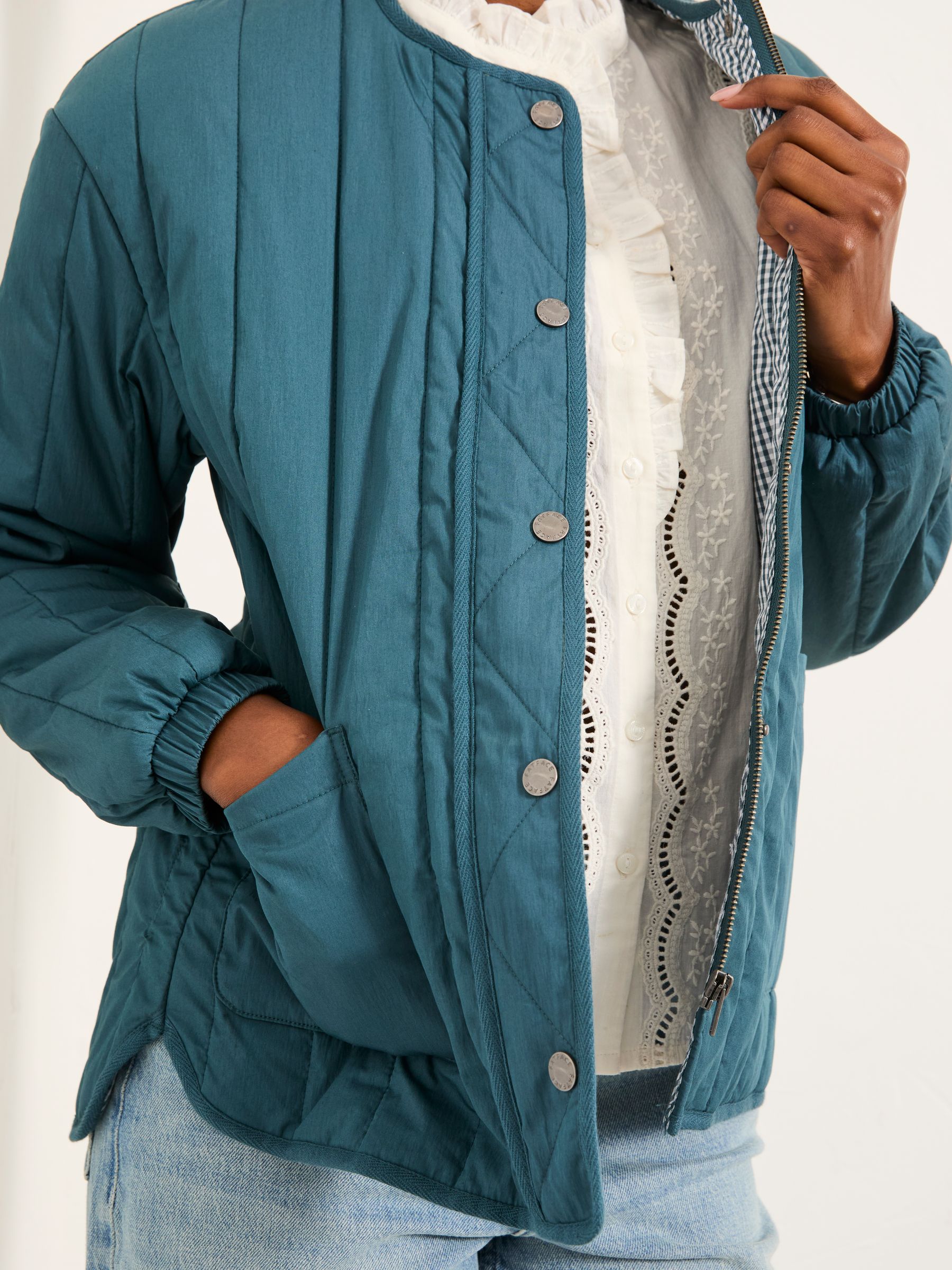 Raya Teal Blue Quilted Jacket - Image 5 of 6