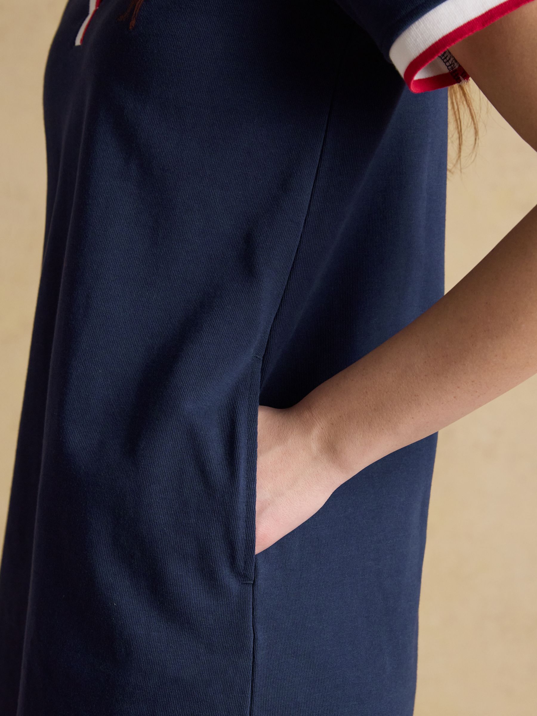 Evie Navy V-Neck Short Sleeve Dress with Collar - Image 5 of 7