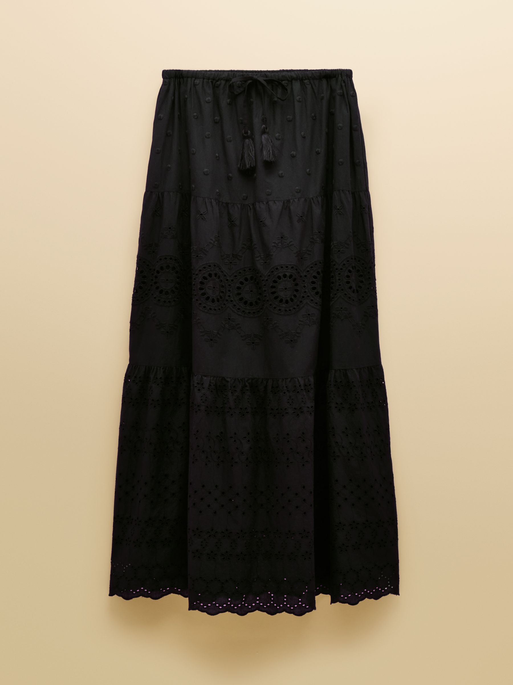 Broderie Tiered Black Maxi Skirt - Image 5 of 5