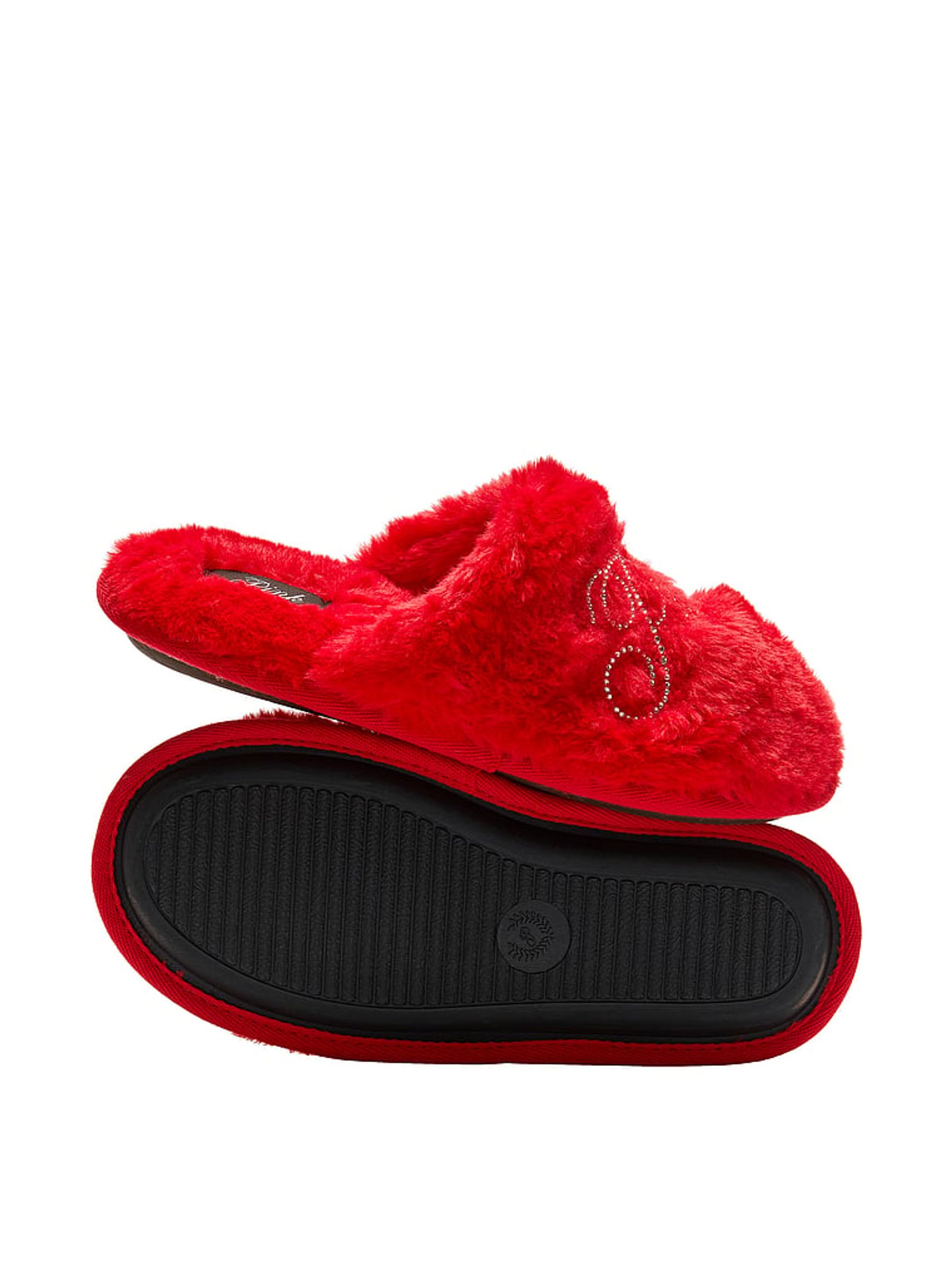 Bright Vermillion Faux Fur Slippers - Image 2 of 2 Bright Vermillion Faux Fur Slippers - Image 2 of 2