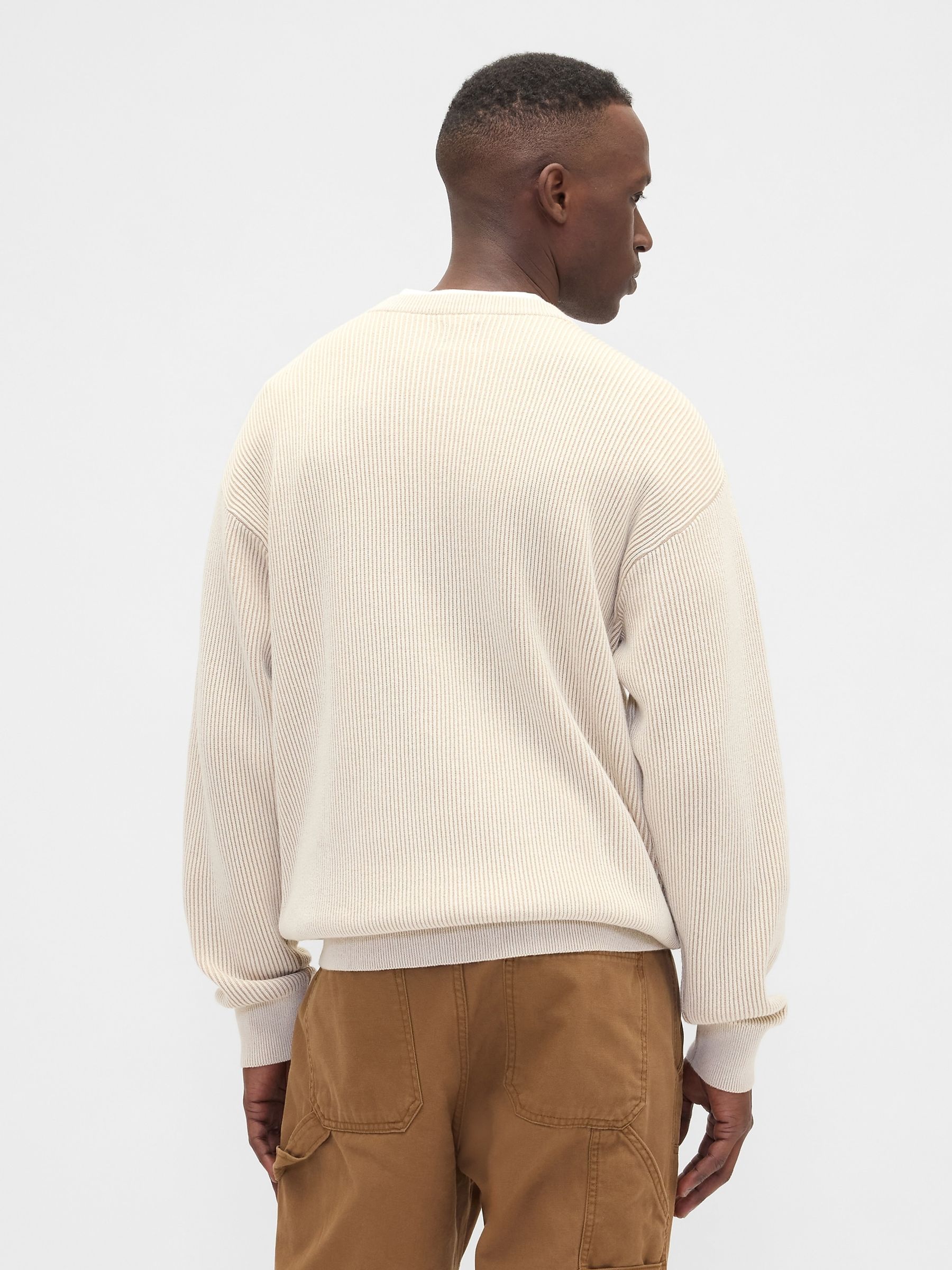 Cream V-Plaited Rib Jumper - Image 2 of 5