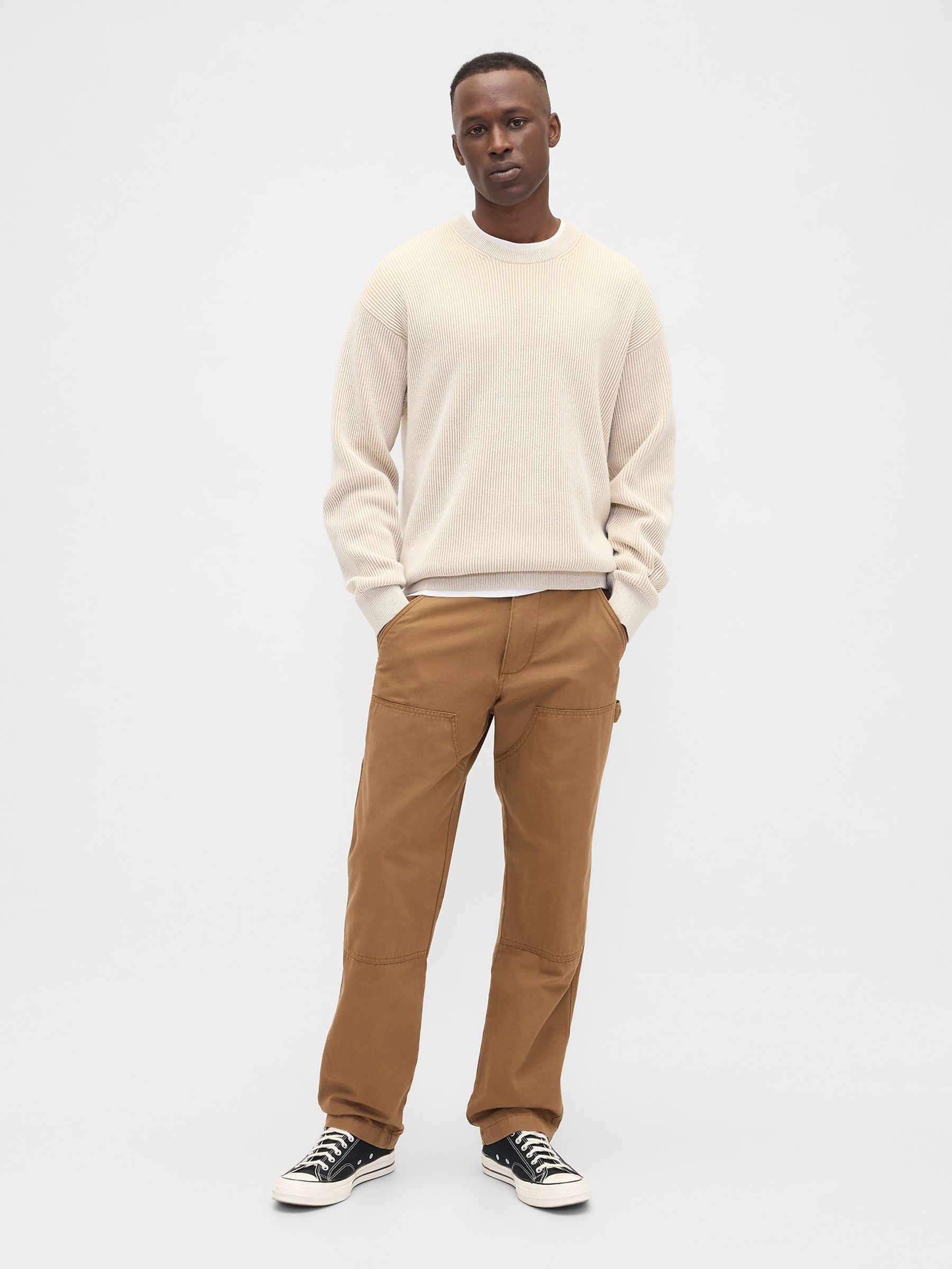 Cream V-Plaited Rib Jumper - Image 3 of 5