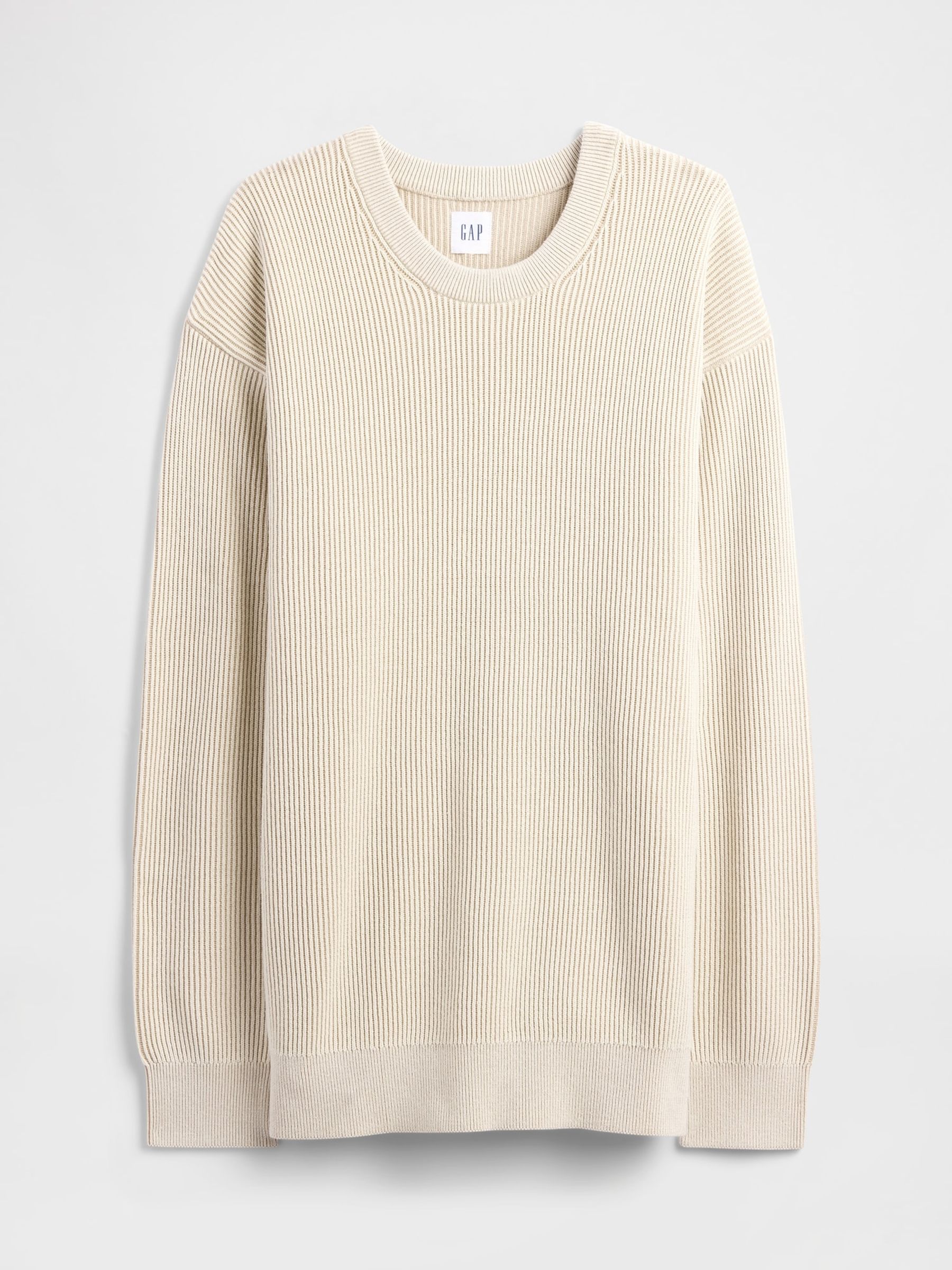 Cream Oversized Fisherman Stitch Crew Neck Jumper - Image 6 of 7