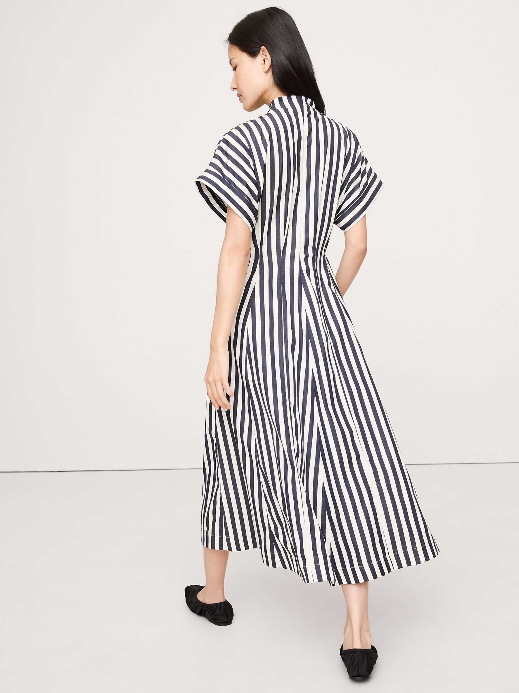 Banana Republic Blue Stripe Cotton Poplin Shirt Dress - Image 2 of 4