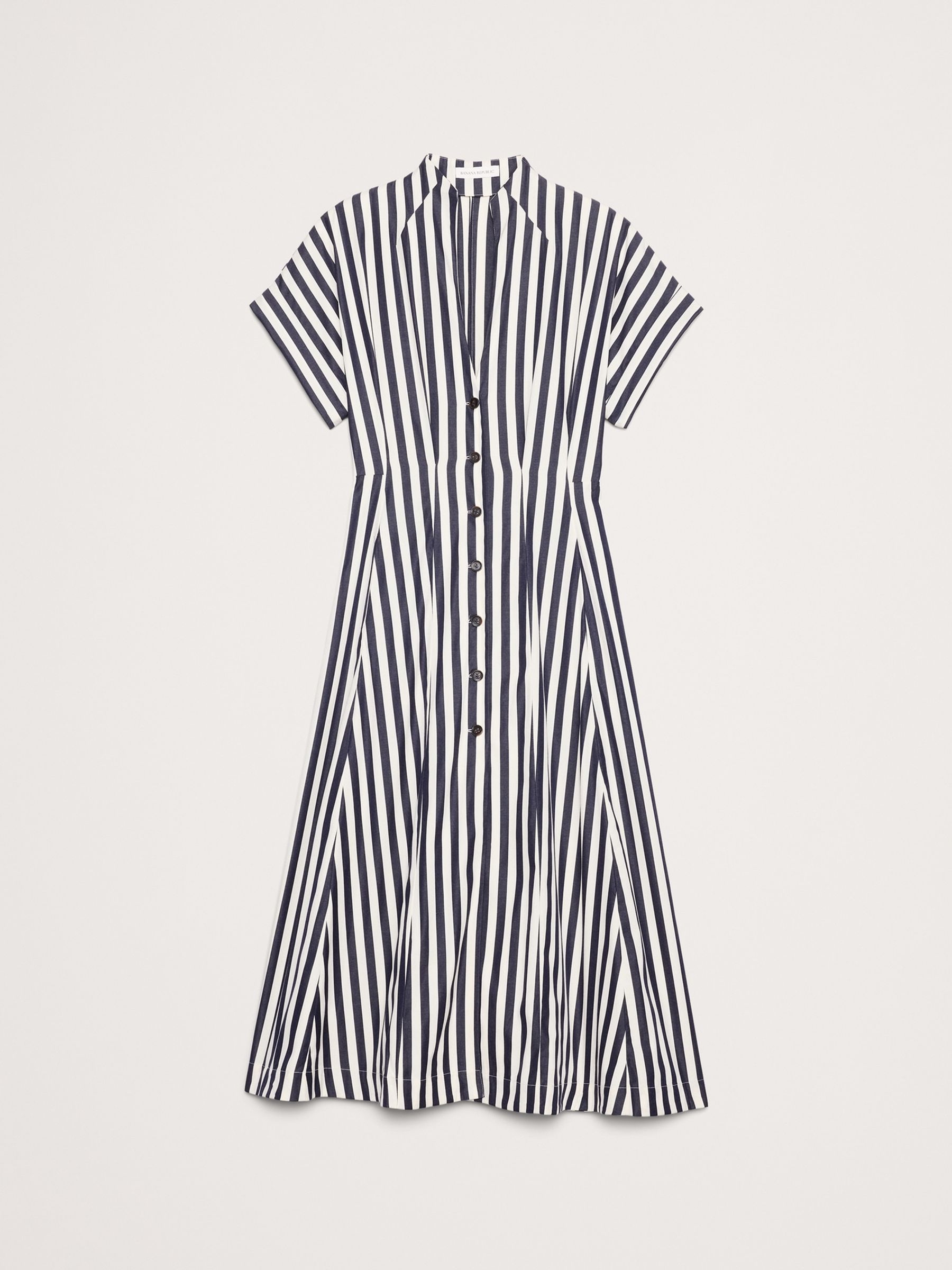 Banana Republic Blue Stripe Cotton Poplin Shirt Dress - Image 4 of 4