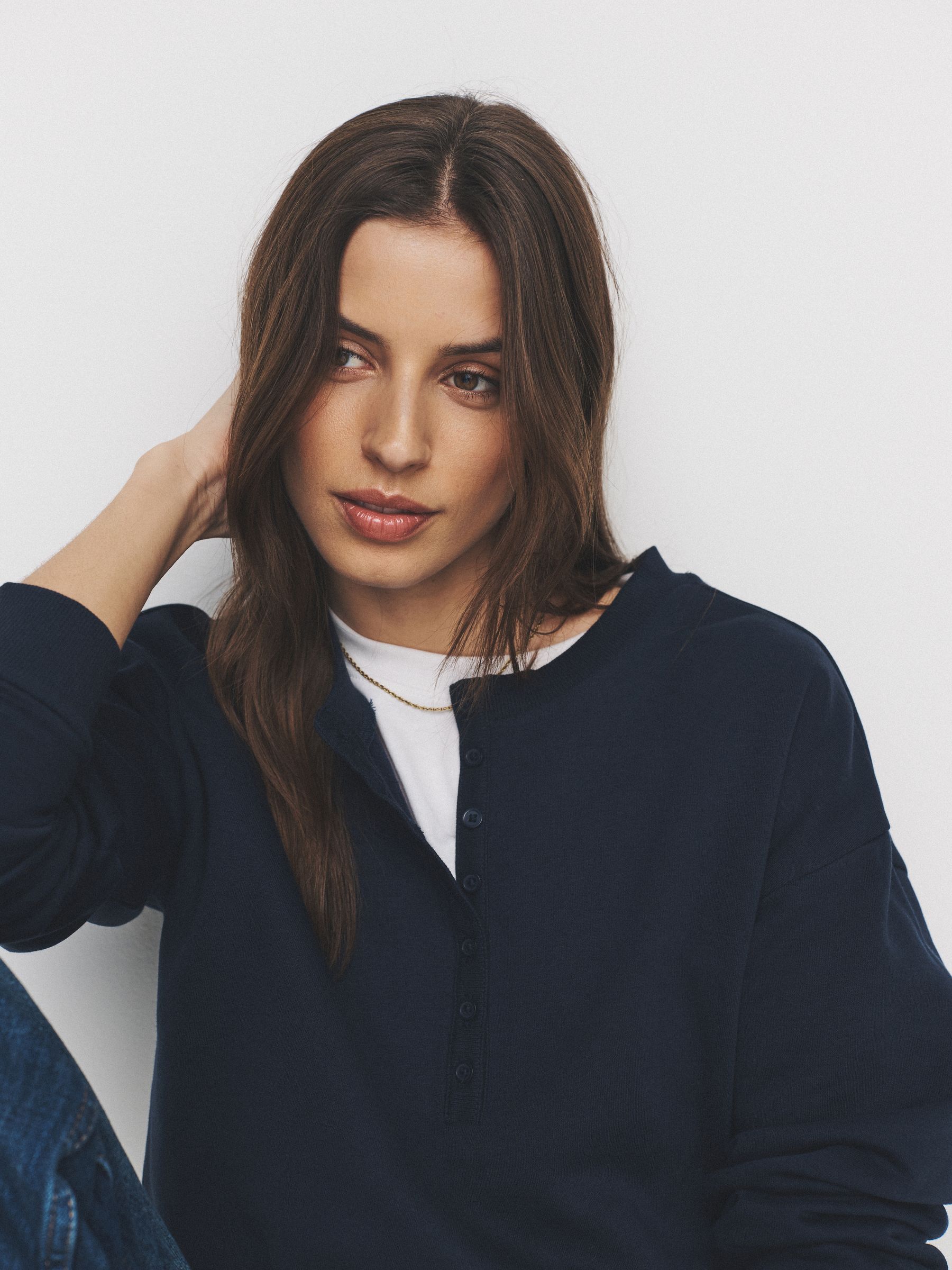 Navy/Grey Marl 2 Pack Henley Sweatshirts - Image 1 of 6