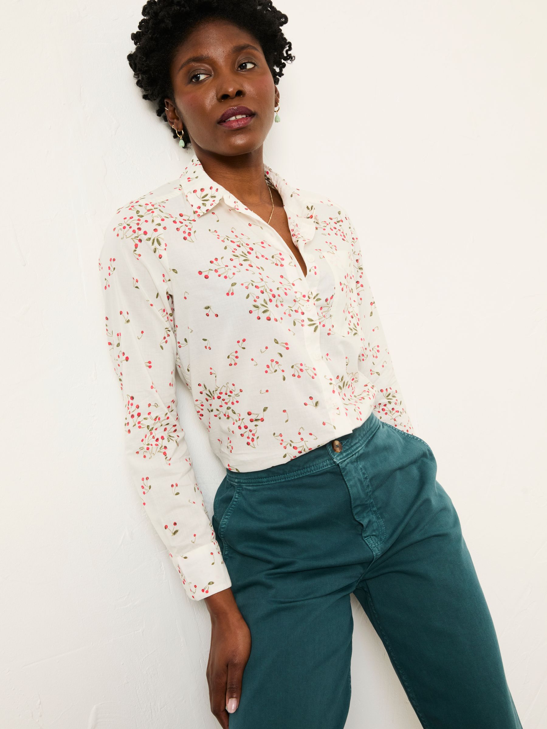 Olivia Ivory Cherries Petite Shirt - Image 1 of 6