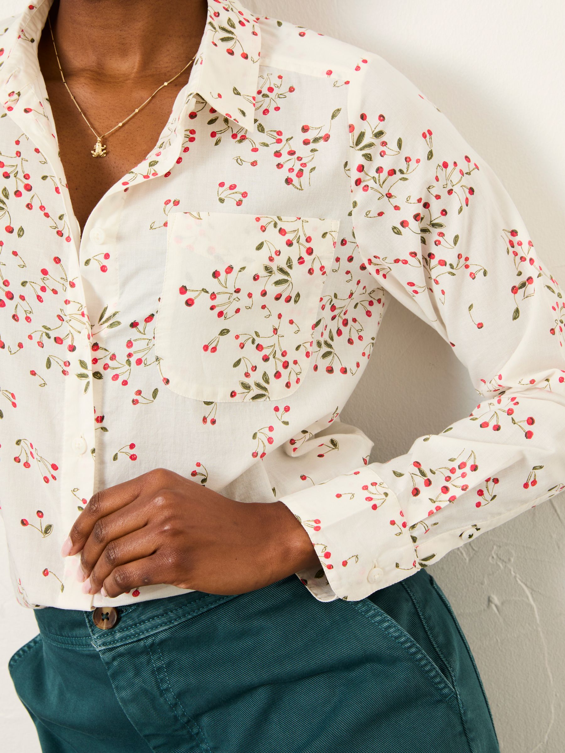 Olivia Ivory Cherries Petite Shirt - Image 4 of 6