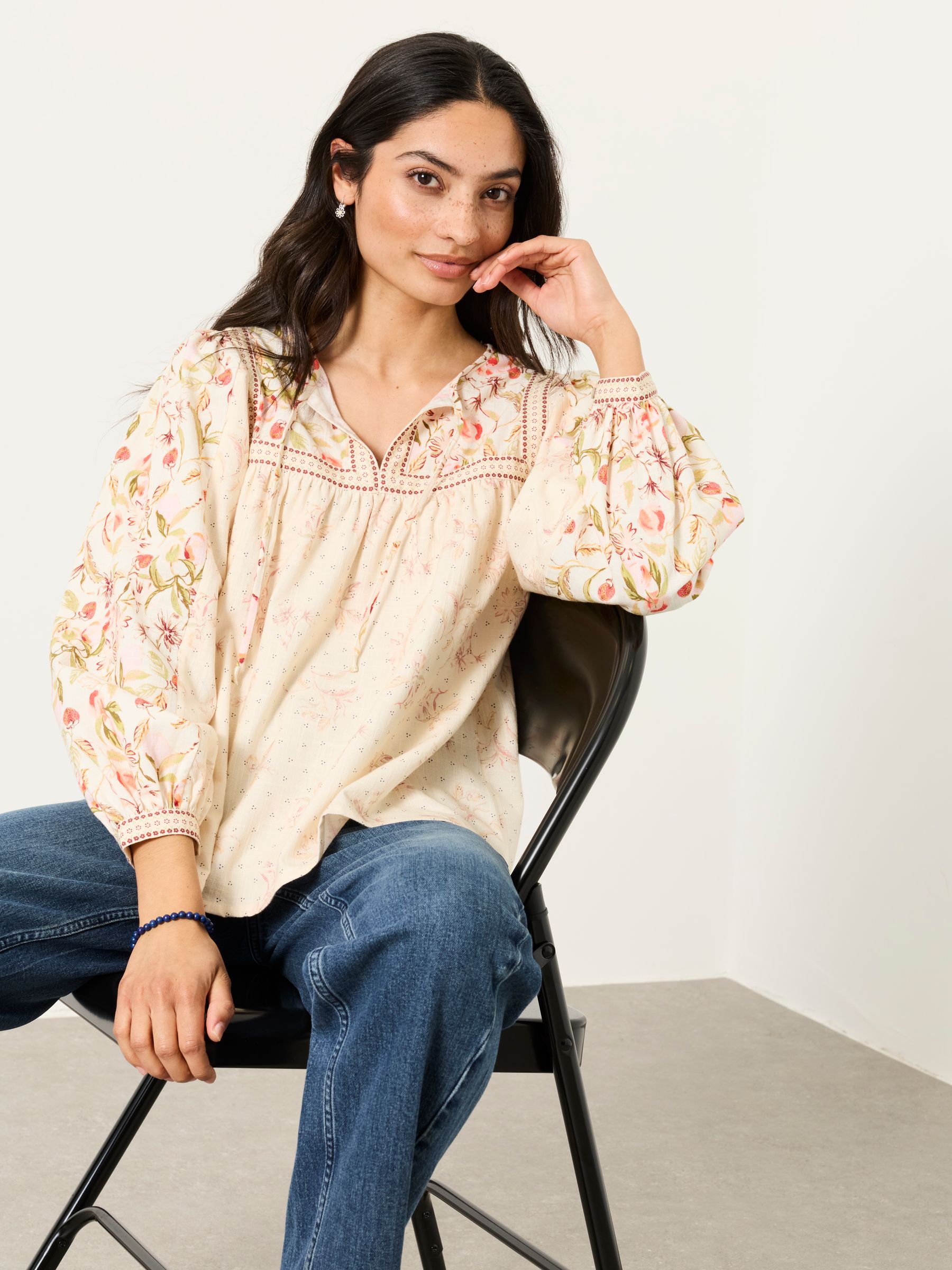 Tandy Multi Peaches Petite Blouse - Image 1 of 7 Tandy Multi Peaches Petite Blouse - Image 1 of 7