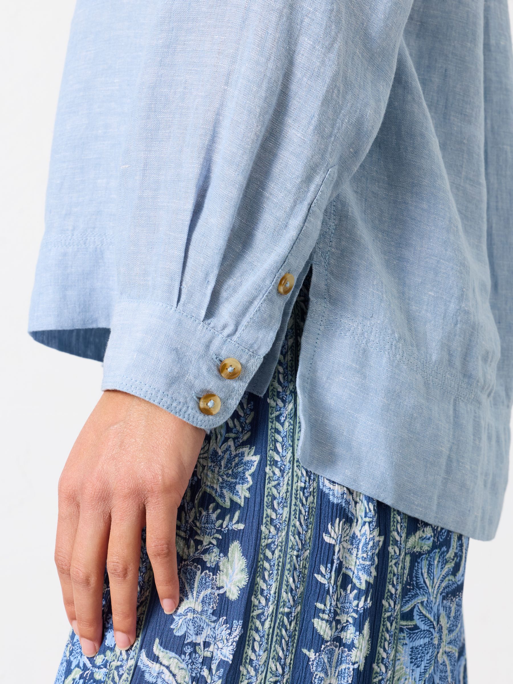 Julia Blue Petite Linen Popover - Image 4 of 7