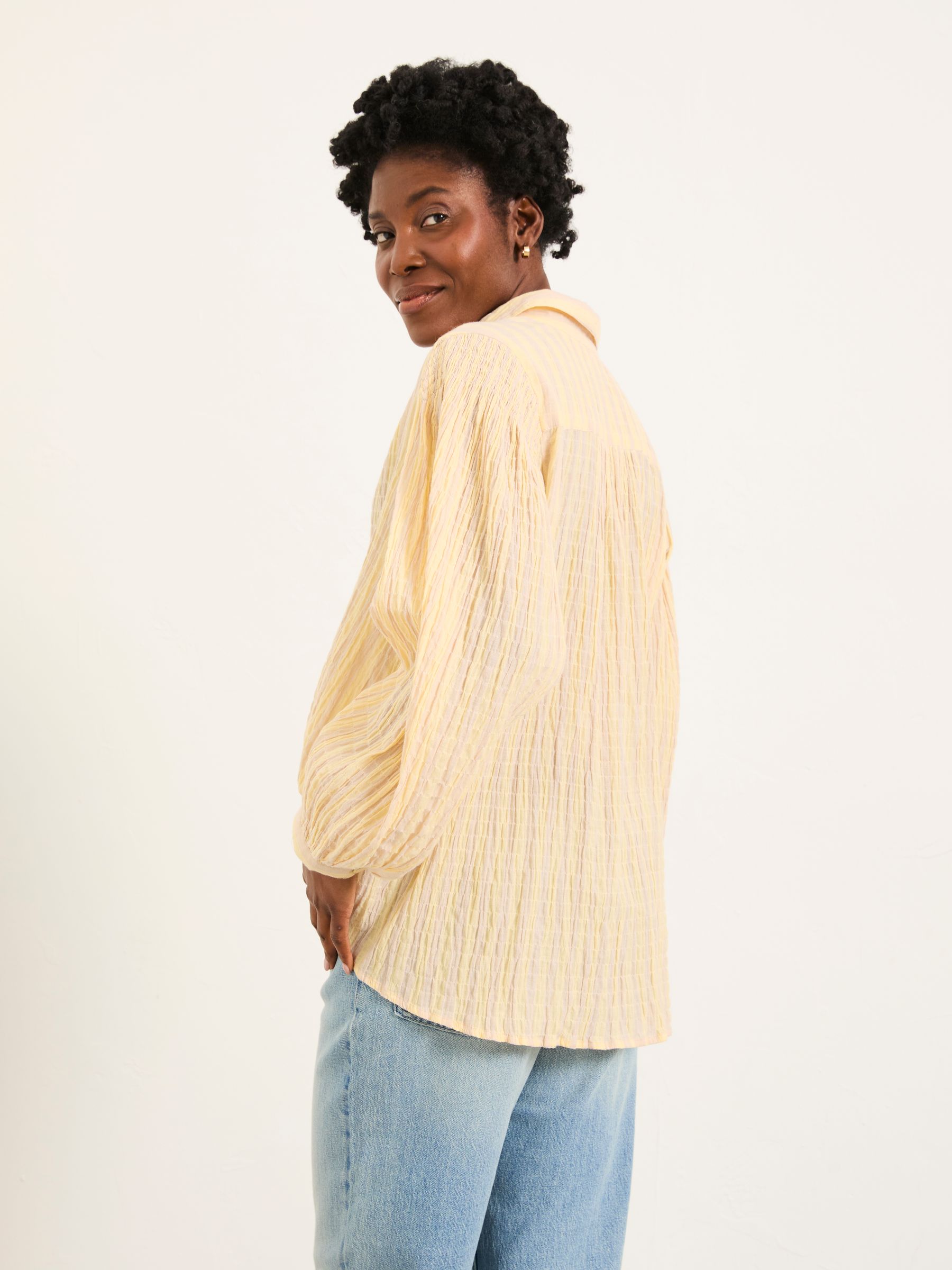 Ebby Yellow Petite Stripe Blouse - Image 2 of 6 Ebby Yellow Petite Stripe Blouse - Image 2 of 6