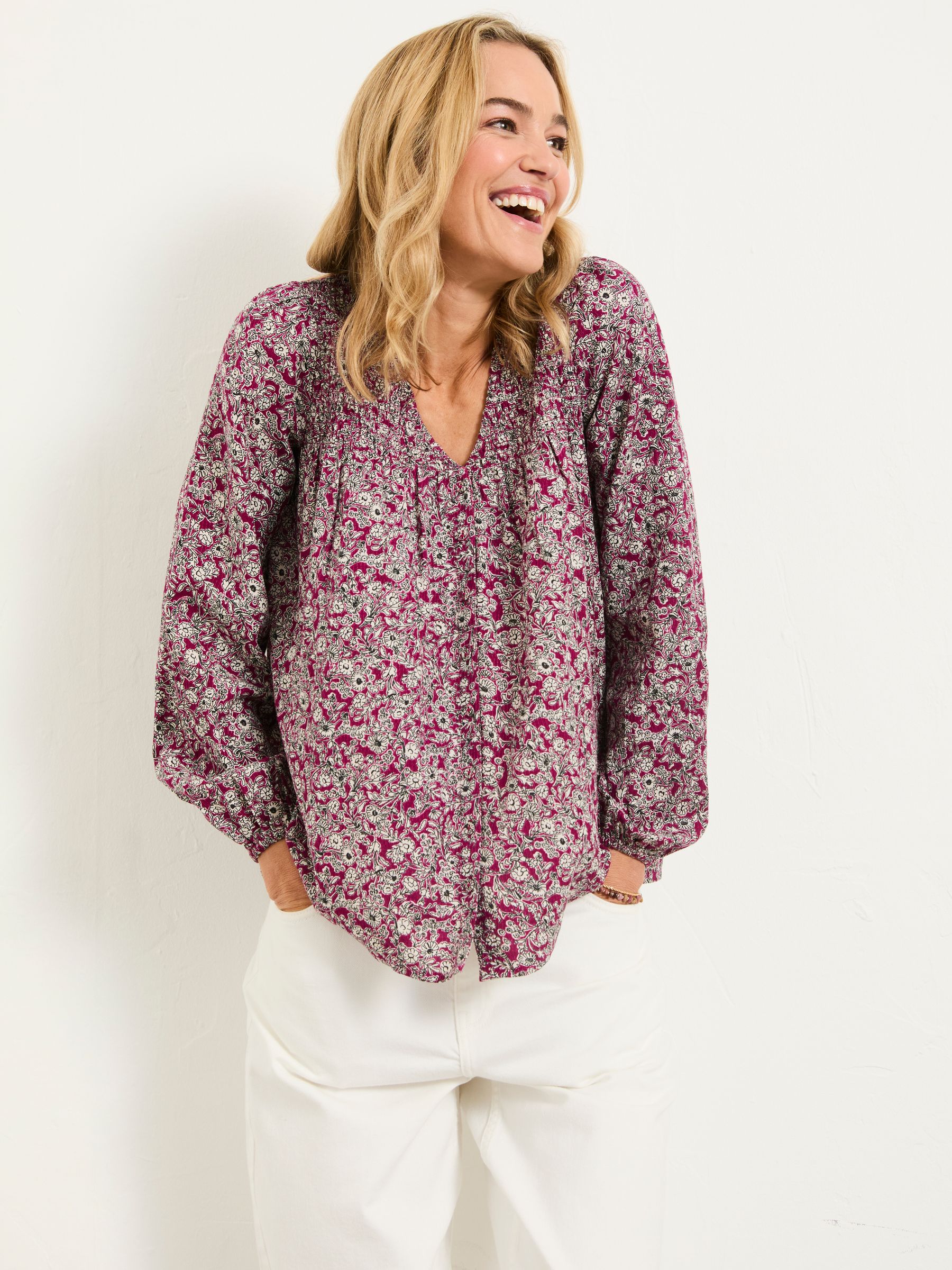 Nessie Plum Purple 2 Tone Floral Petite Blouse - Image 3 of 6