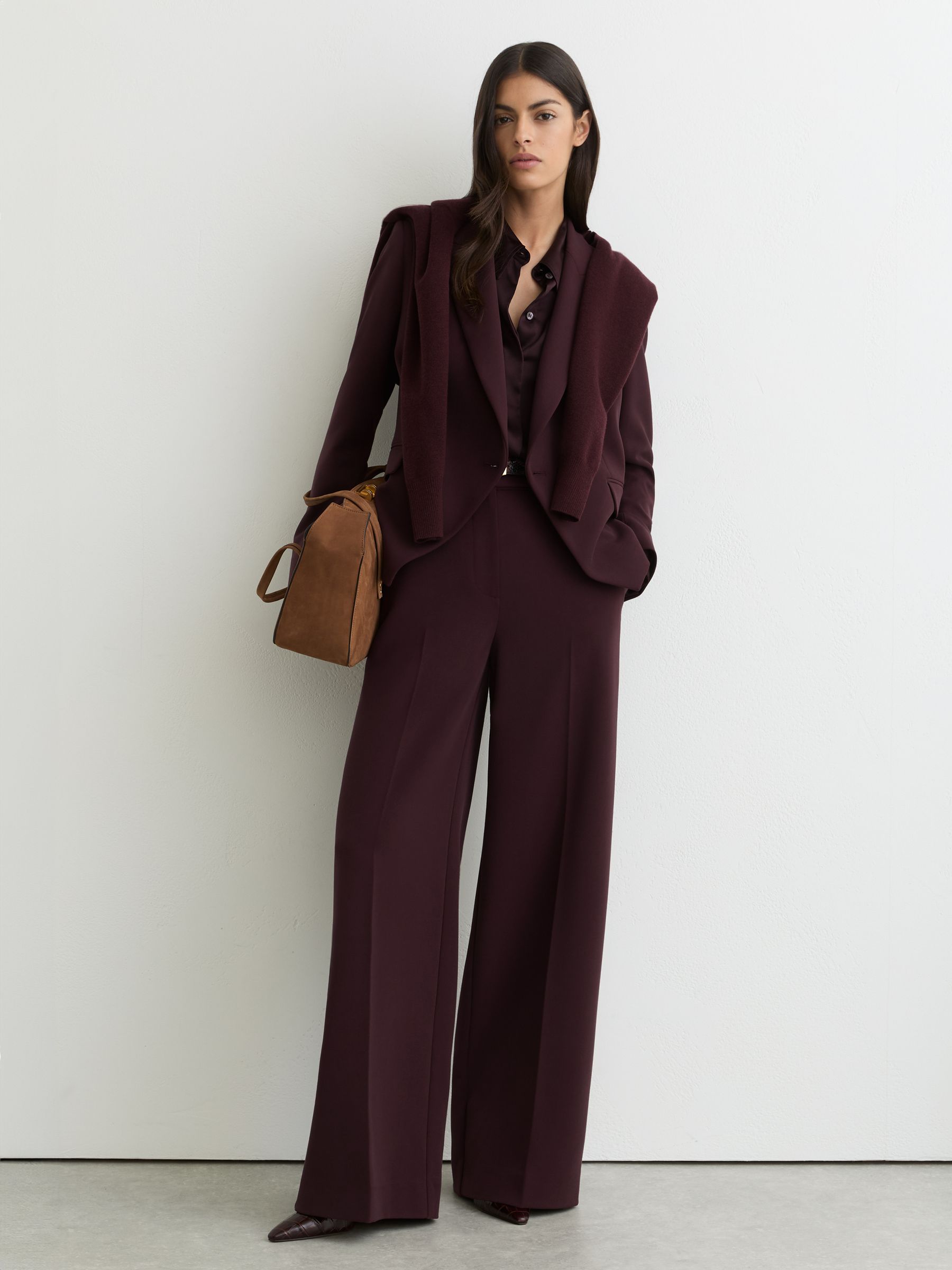 Petite Wide-Leg Suit Trousers in Berry - image 5