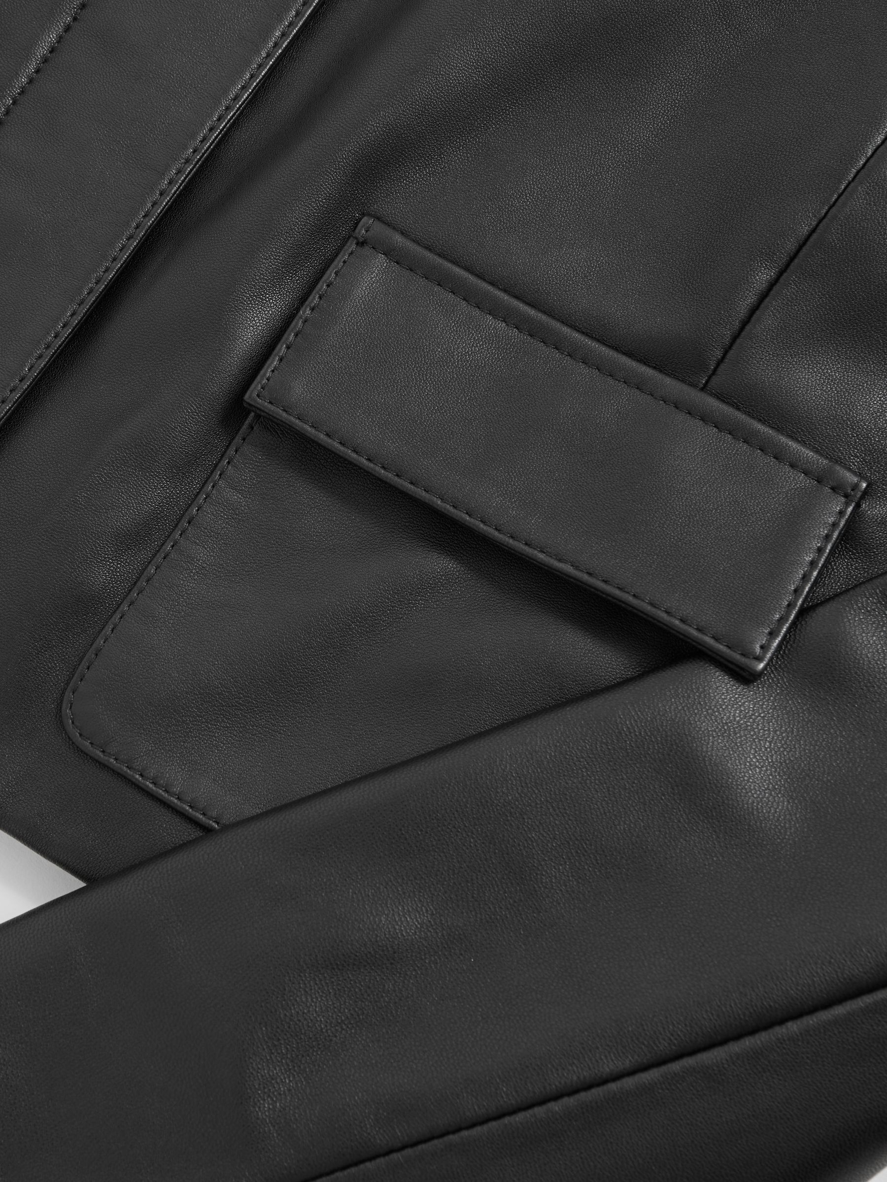 Collared Leather Jacket in Black - Image 9 of 9