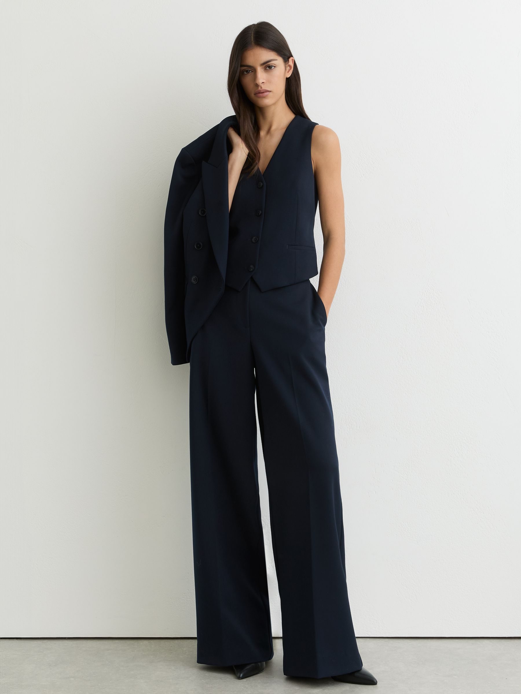 Single-Breasted Twill Waistcoat in Navy - image 2