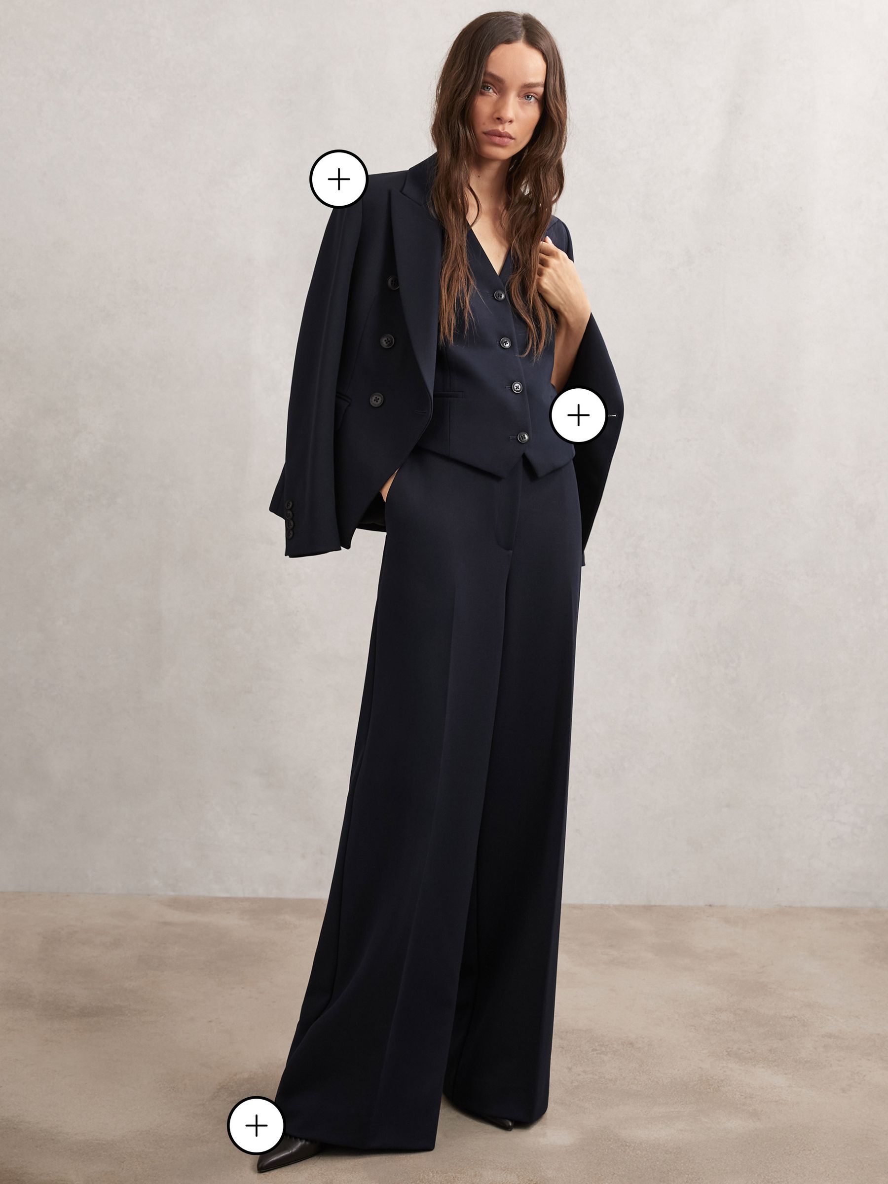 Petite Wide-Leg Suit Trousers in Navy - Image 2 of 9