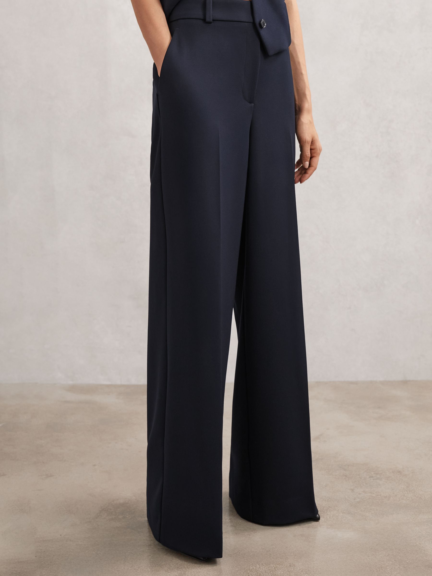 Petite Wide-Leg Suit Trousers in Navy - Image 4 of 9