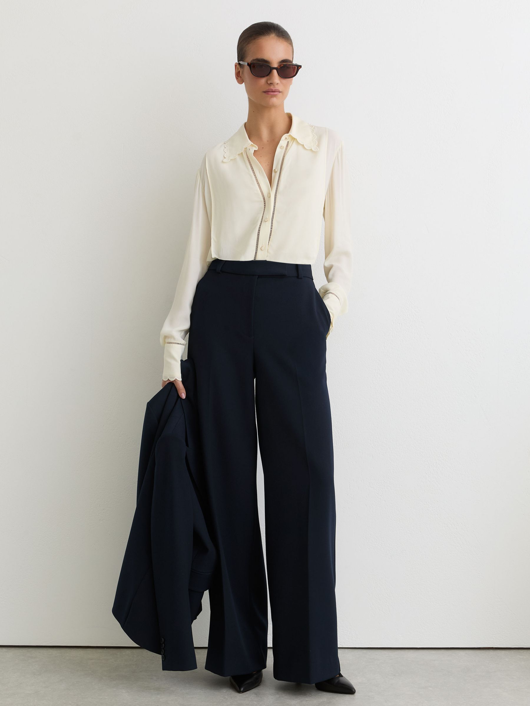 Petite Wide-Leg Suit Trousers in Navy - image 4