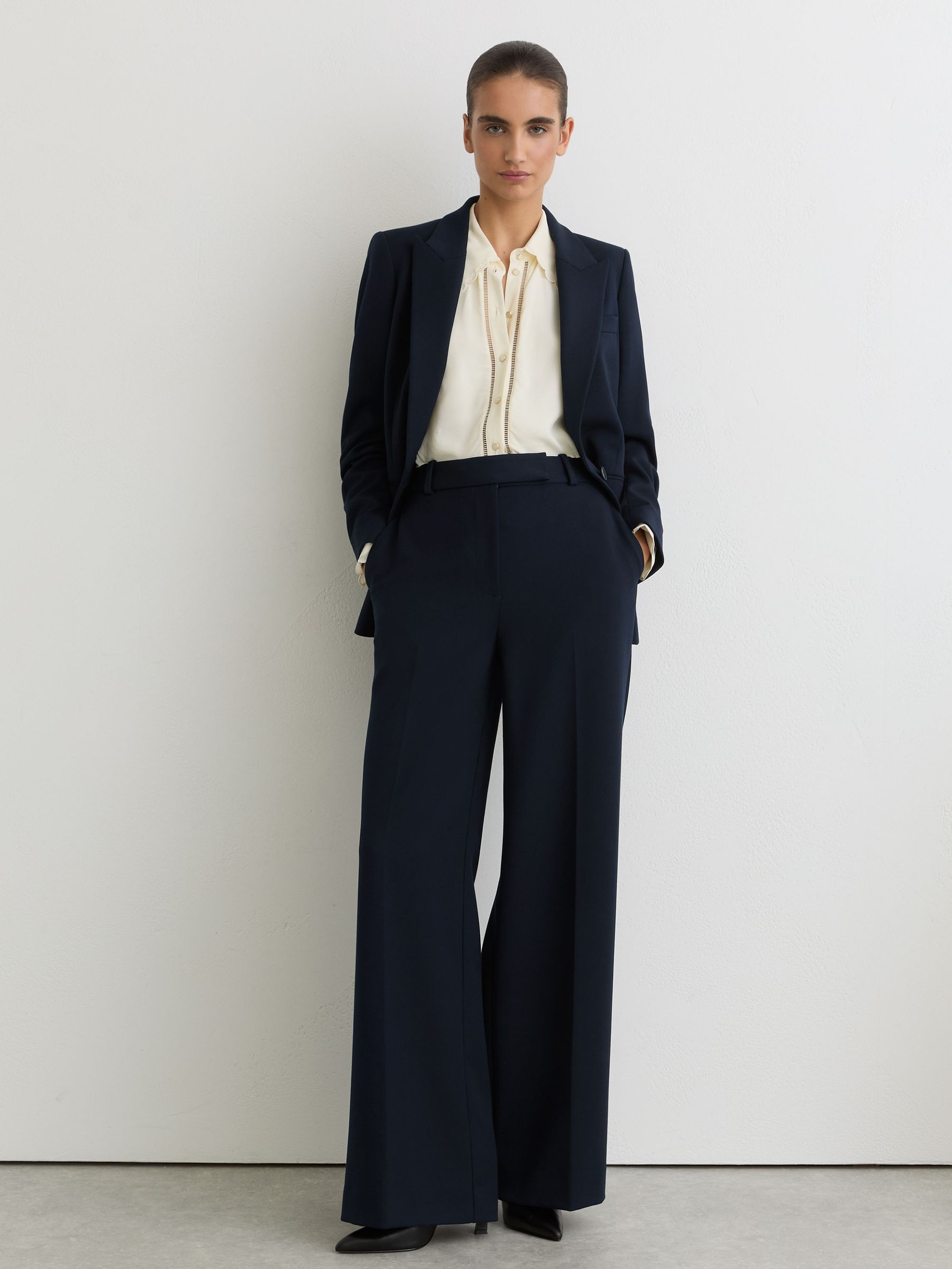 Wide-Leg Suit Trousers in Navy - Image 7 of 8