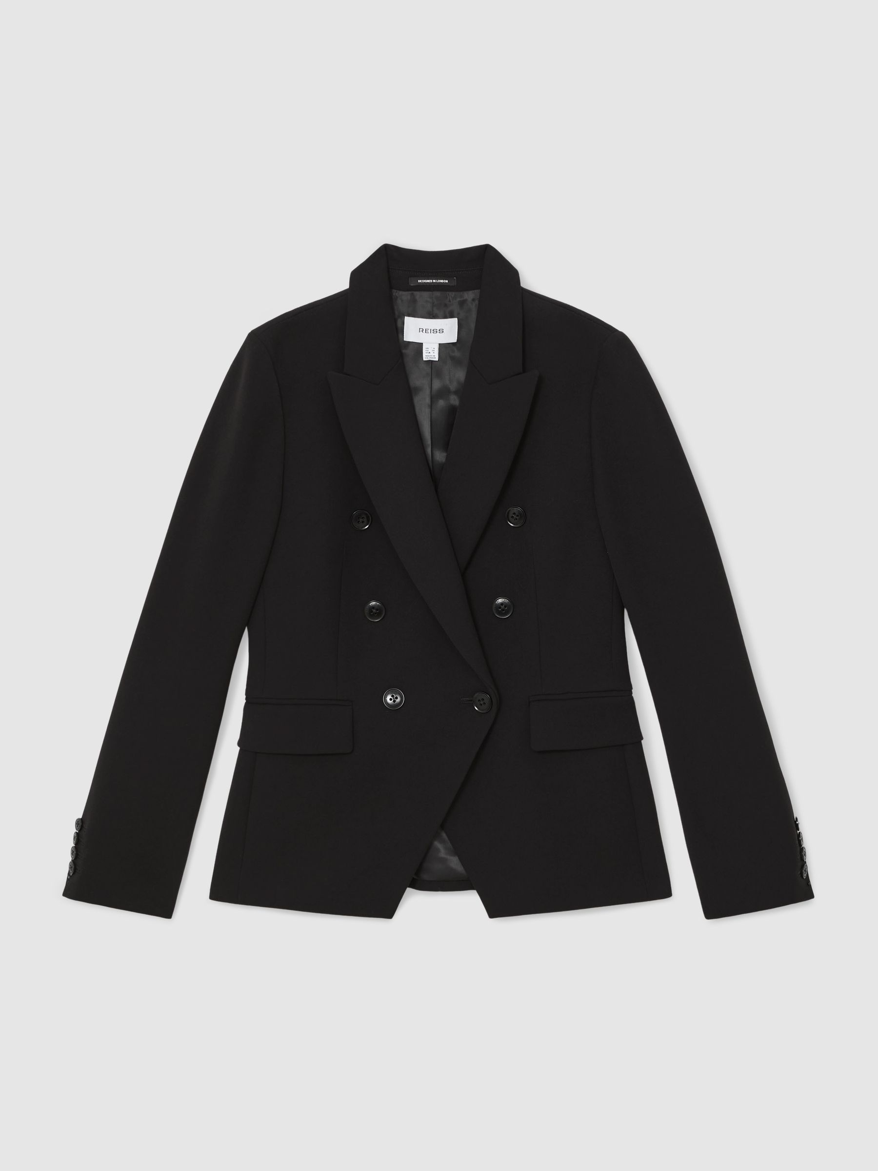 Petite Double-Breasted Suit Blazer in Black - image 1