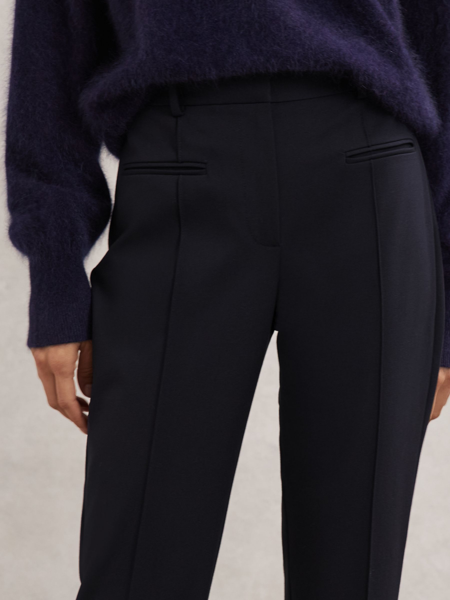 Pintuck Tapered Trousers in Navy - Image 3 of 6