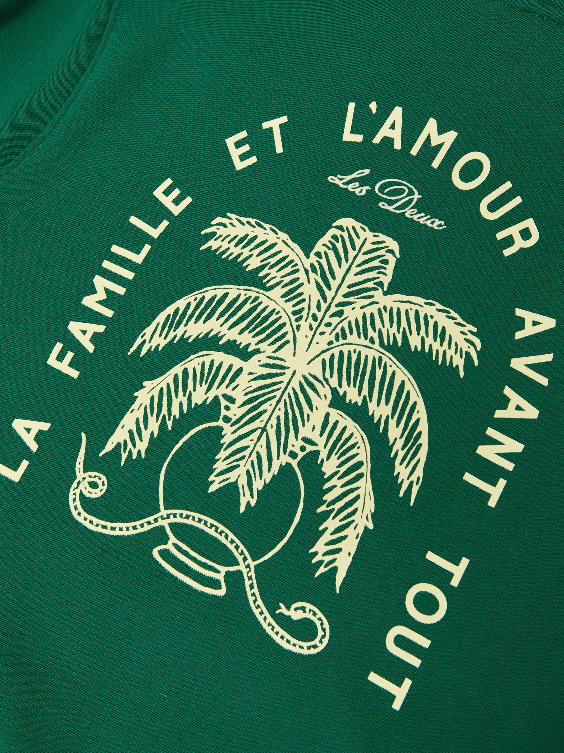 Les Deux Cotton Artwork-Print Hoodie in Evergreen - Image 5 of 5