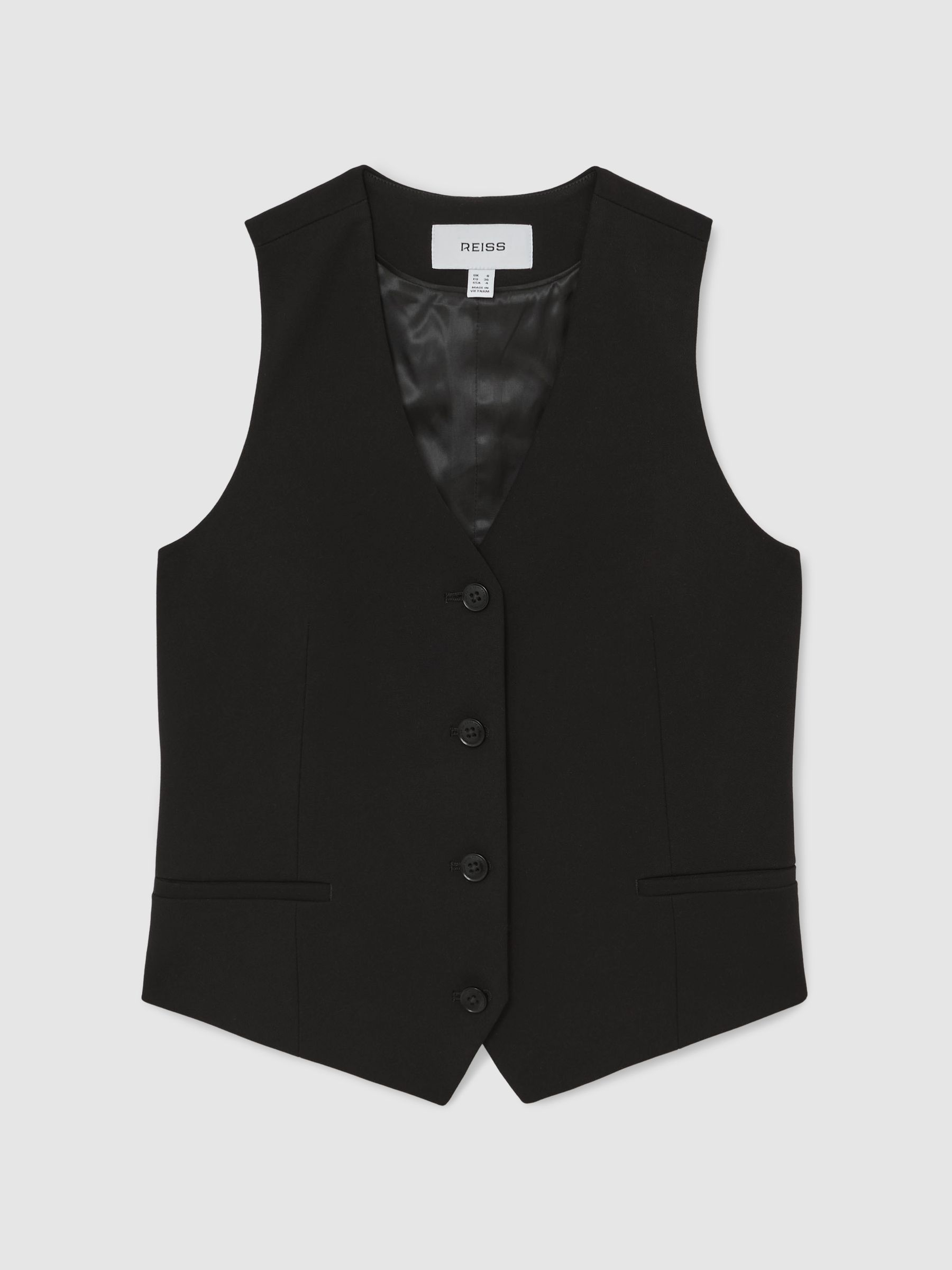 Single-Breasted Twill Waistcoat in Black - Image 2 of 6
