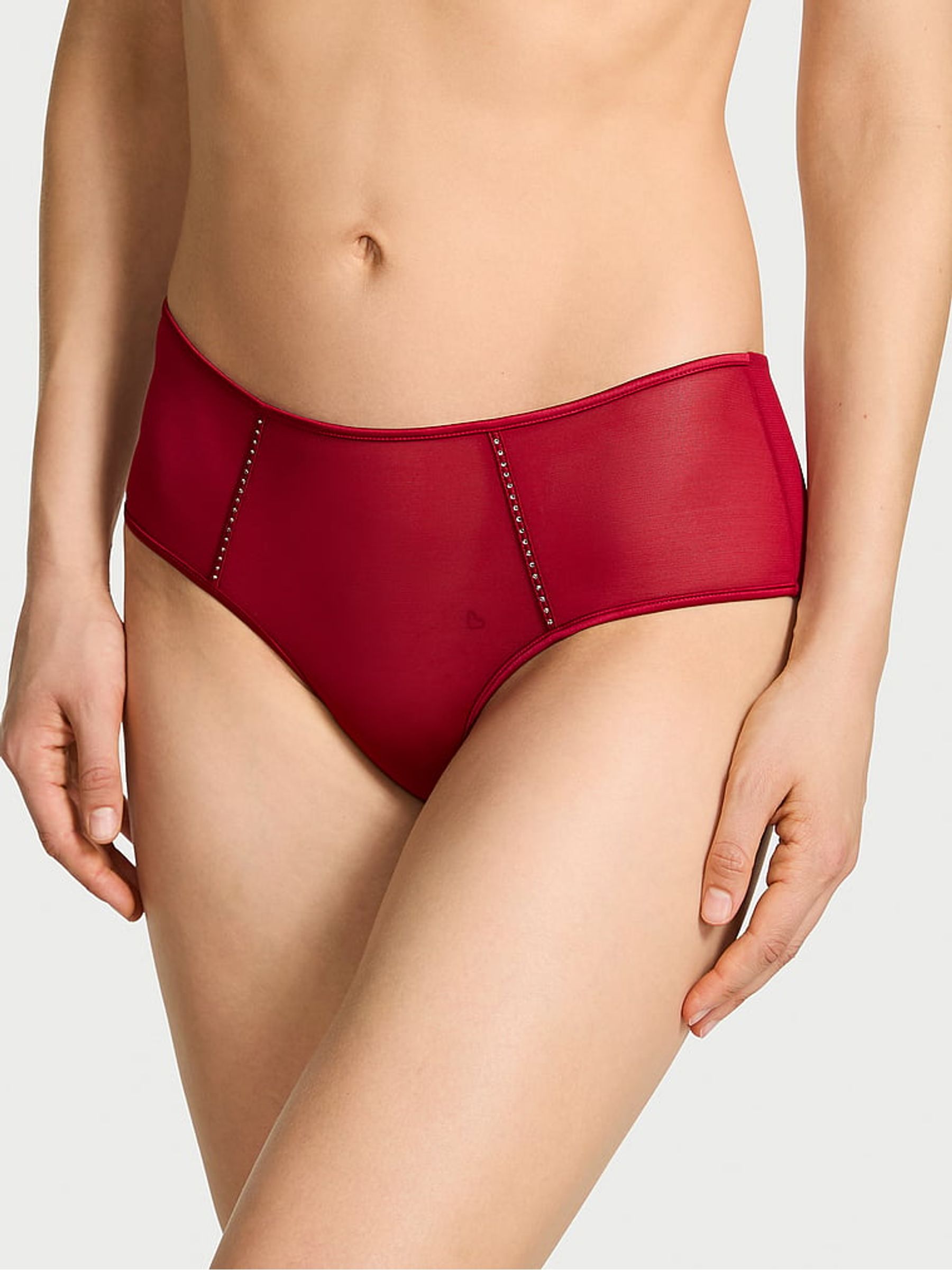 Red Lacquer Cheeky Mesh Knickers - Image 1 of 2 Red Lacquer Cheeky Mesh Knickers - Image 1 of 2