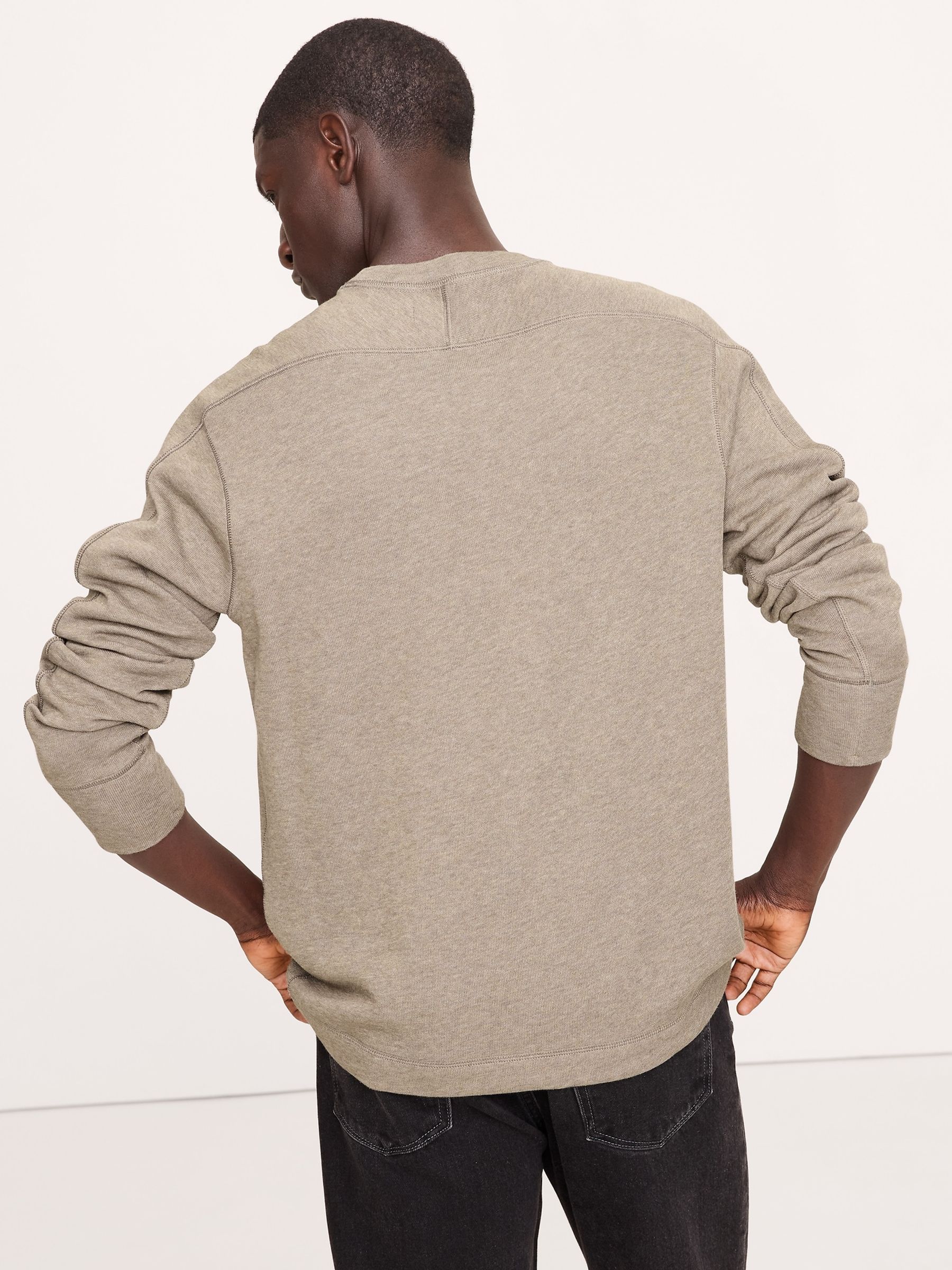 Banana Republic Beige Slub Double-Knit Crew-Neck T-Shirt - Image 2 of 4