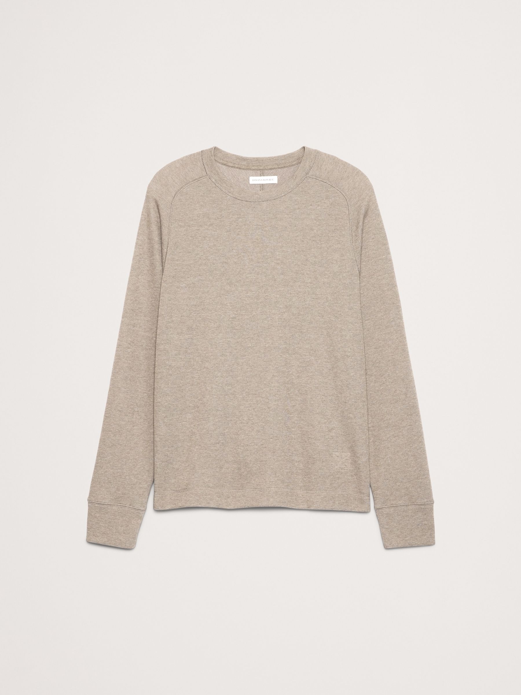 Banana Republic Beige Slub Double-Knit Crew-Neck T-Shirt - Image 4 of 4
