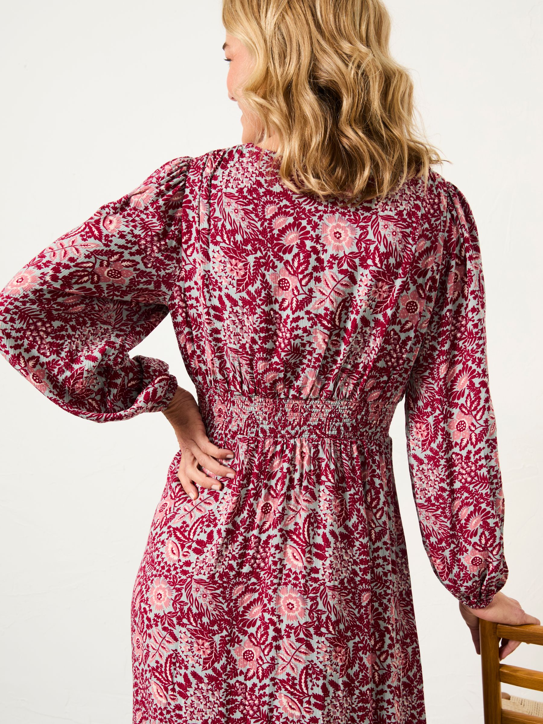 Livvy Plum Purple Spriggy Ditsy Petite Midi Dress - Image 2 of 8