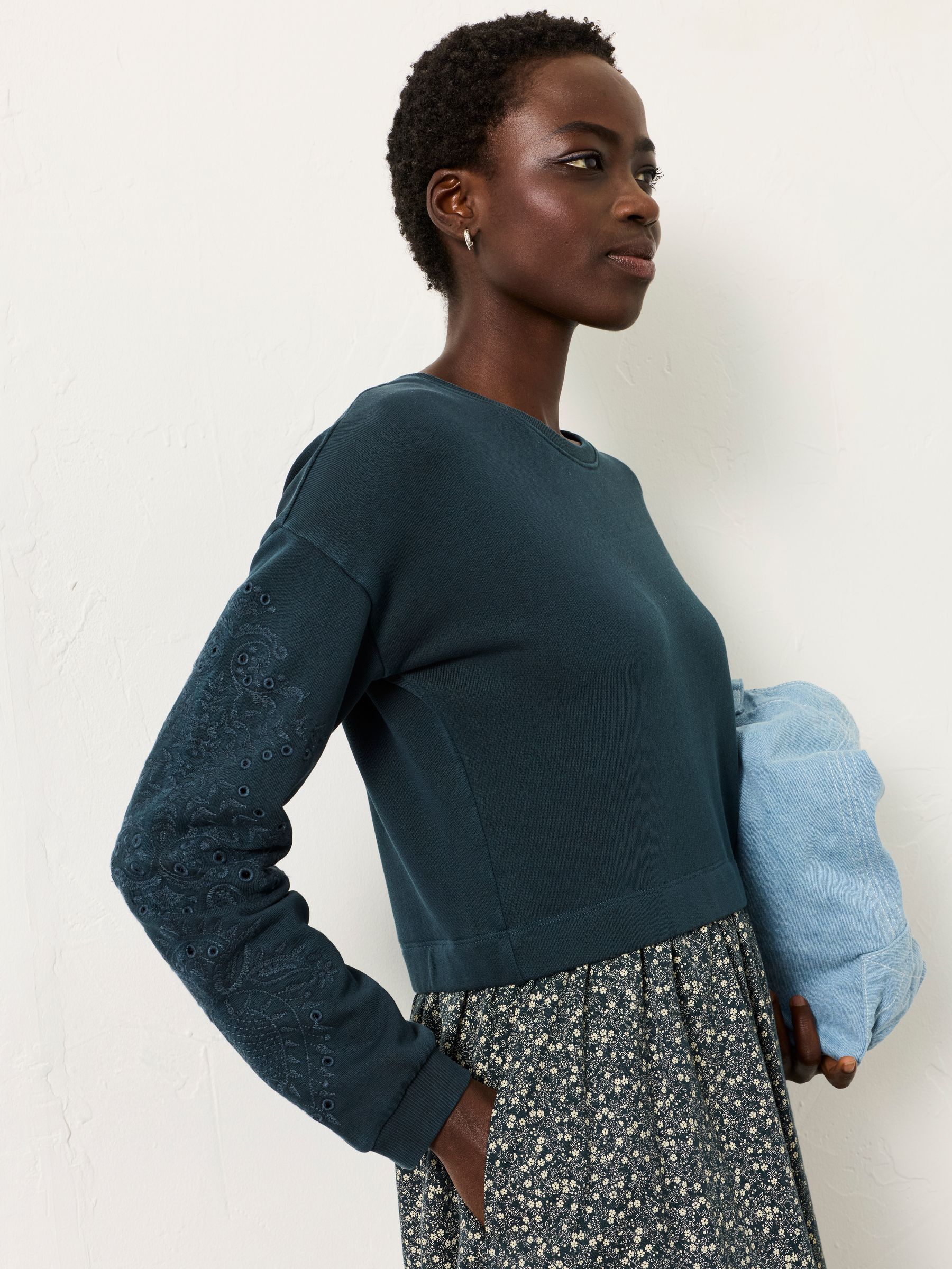 Nia Blue Ditsy Petite 2in1 Midi Dress - Image 4 of 8