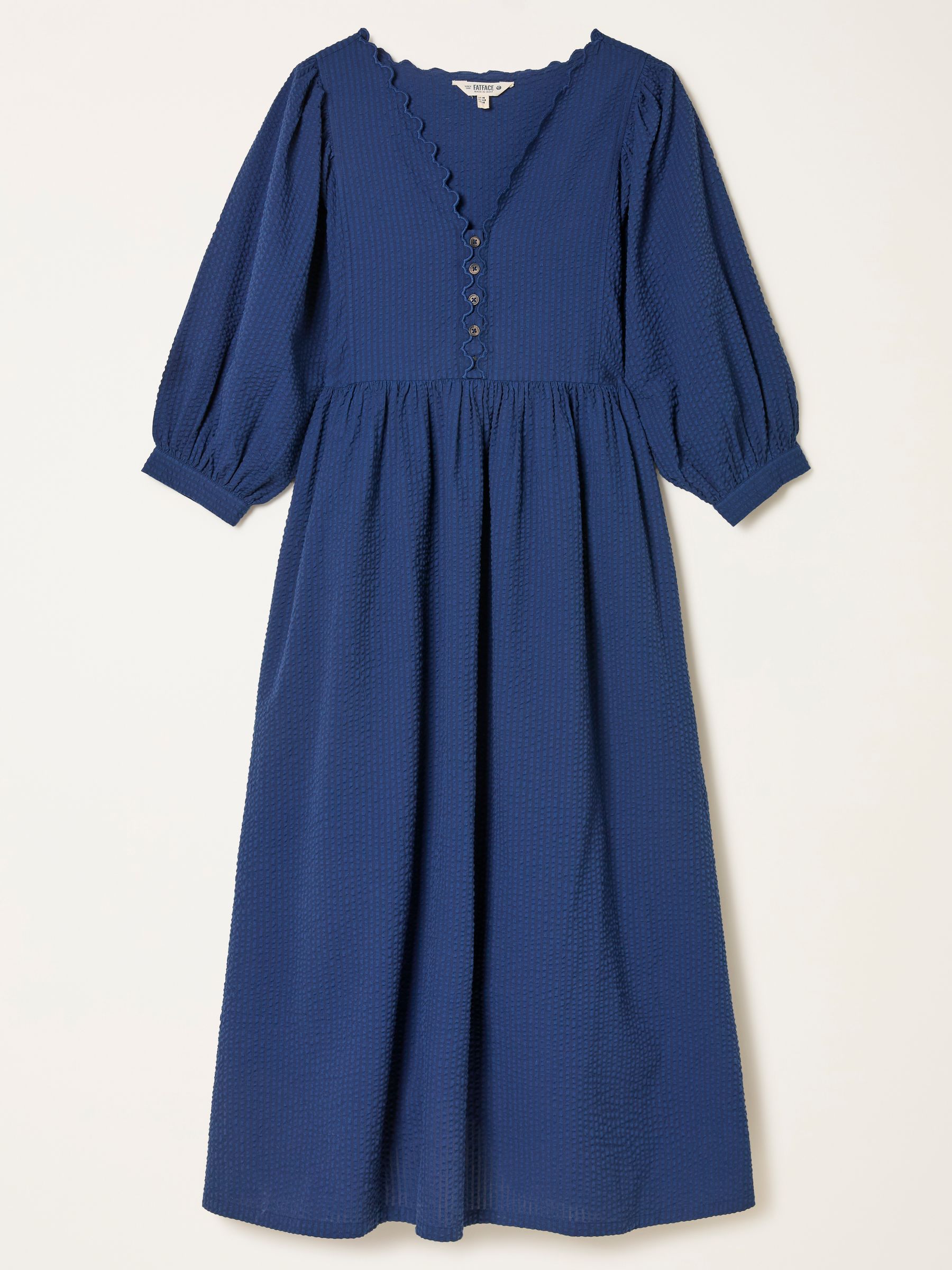 Ceil Indigo Blue Petite Textured Midi Dress - Image 6 of 7