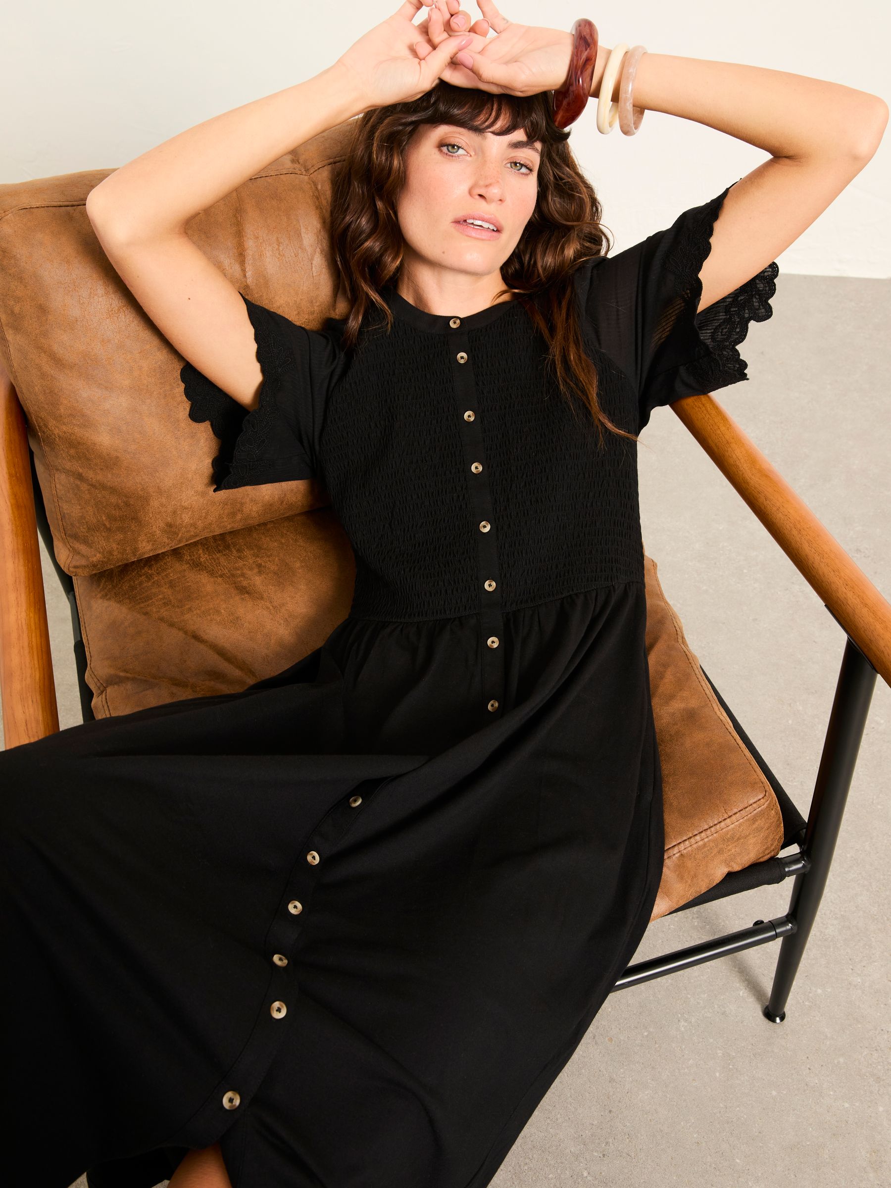 Fleur Black Petite Jersey Midi Dress - Image 4 of 7