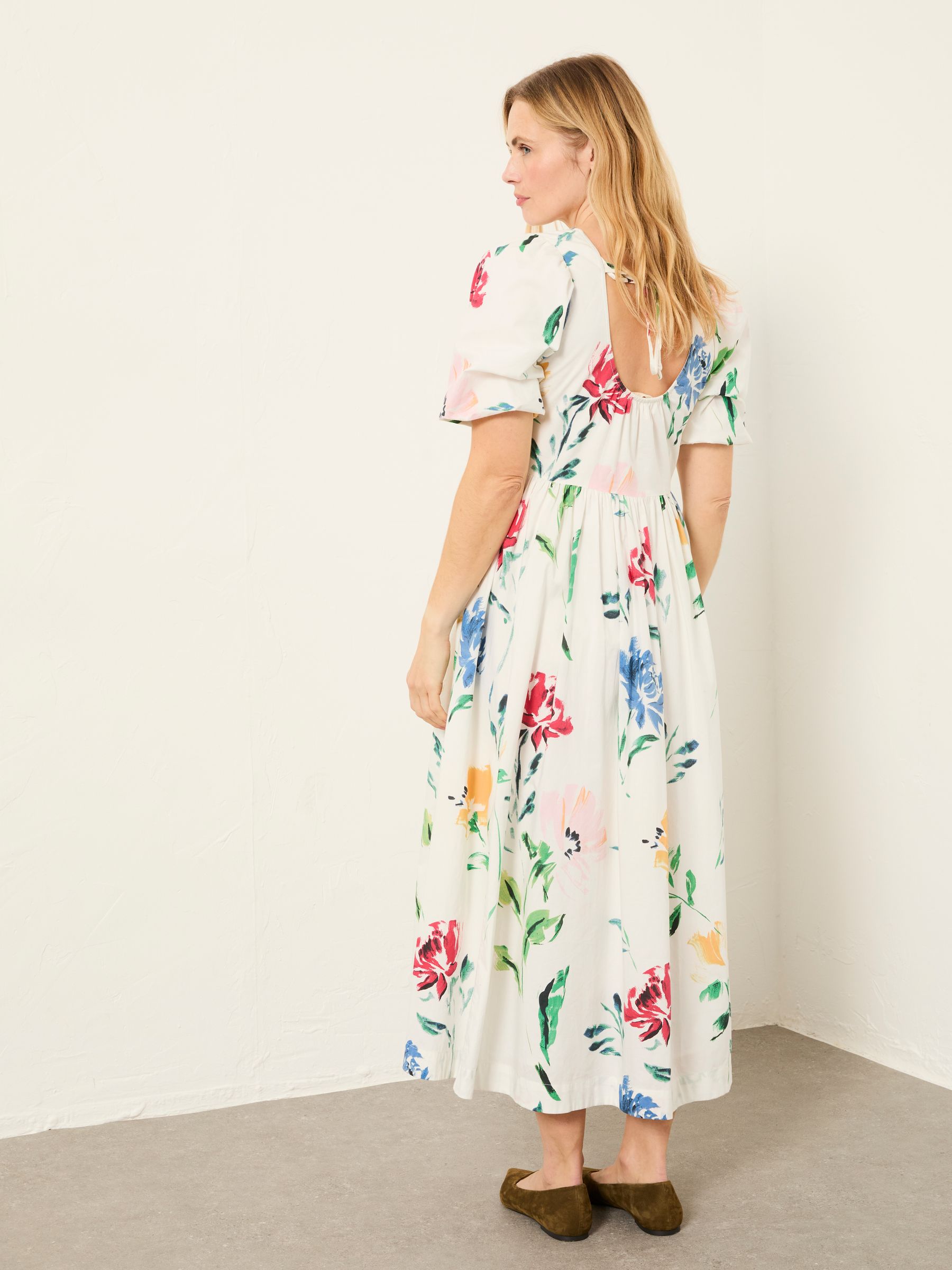 Bria White Painted Floral Petite Midi Dress - Image 2 of 7