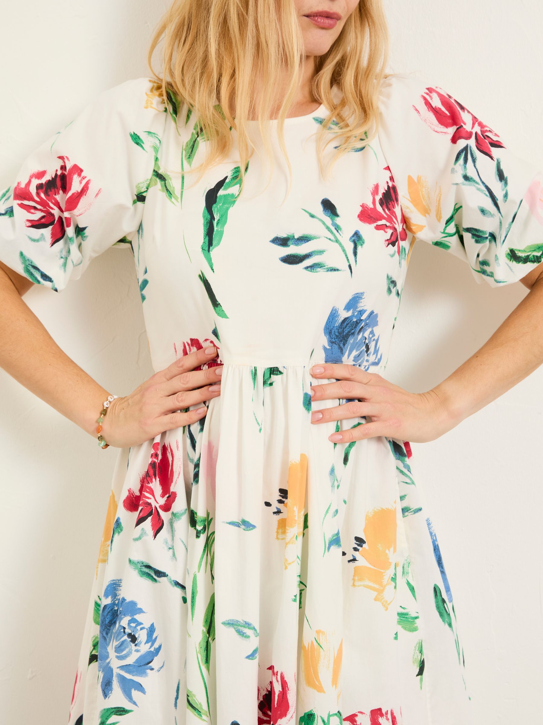 Bria White Painted Floral Petite Midi Dress - Image 3 of 7