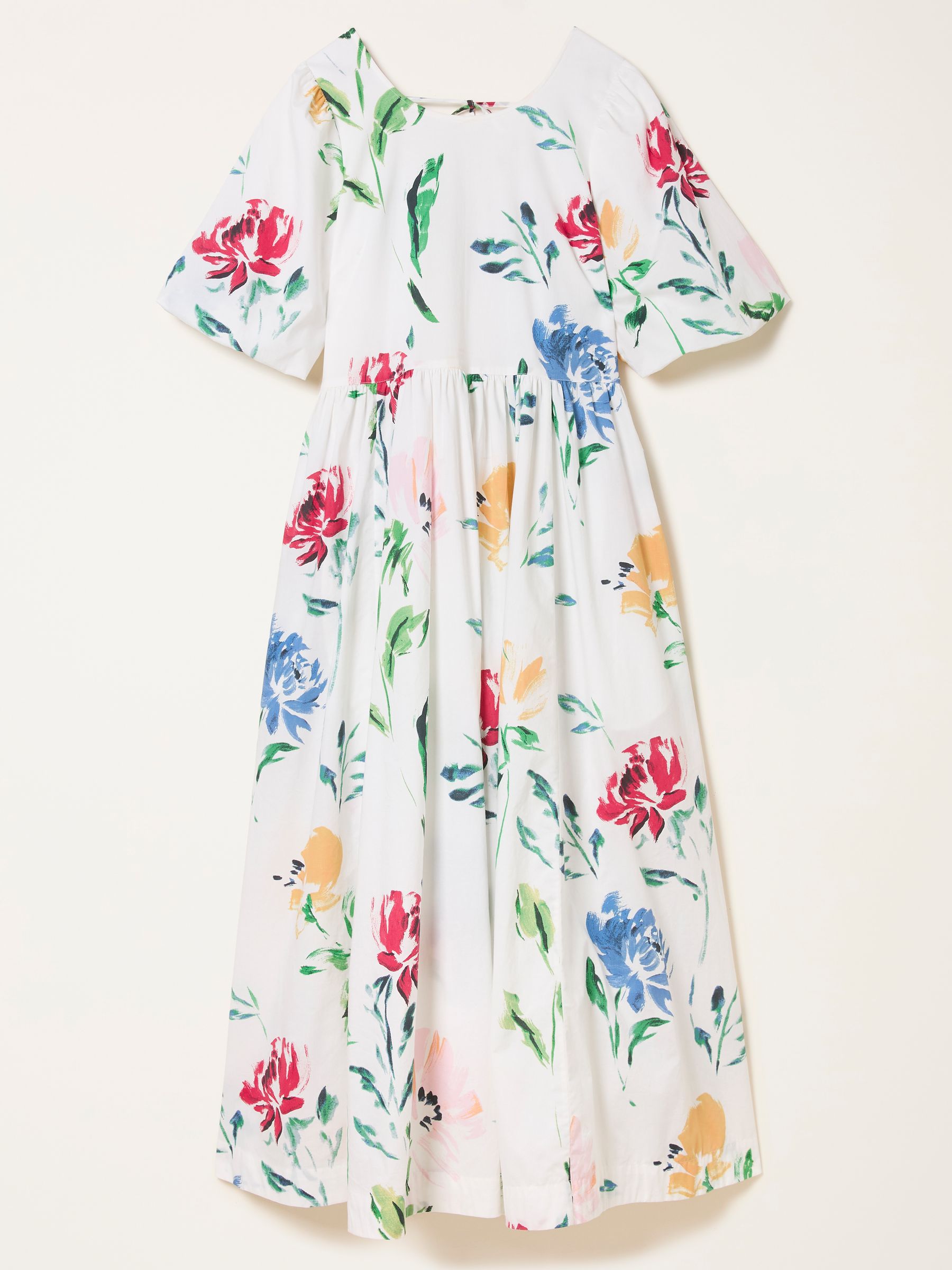 white fall midi dress Petal and Pup Women's Clo Puff Sleeve Midi Dress