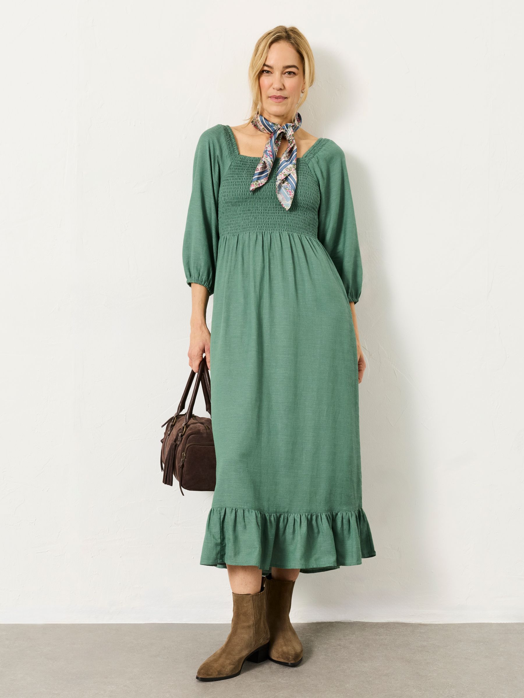 Adele Green Petite Midi Dress | FatFace Adele Green Petite Midi Dress | FatFace