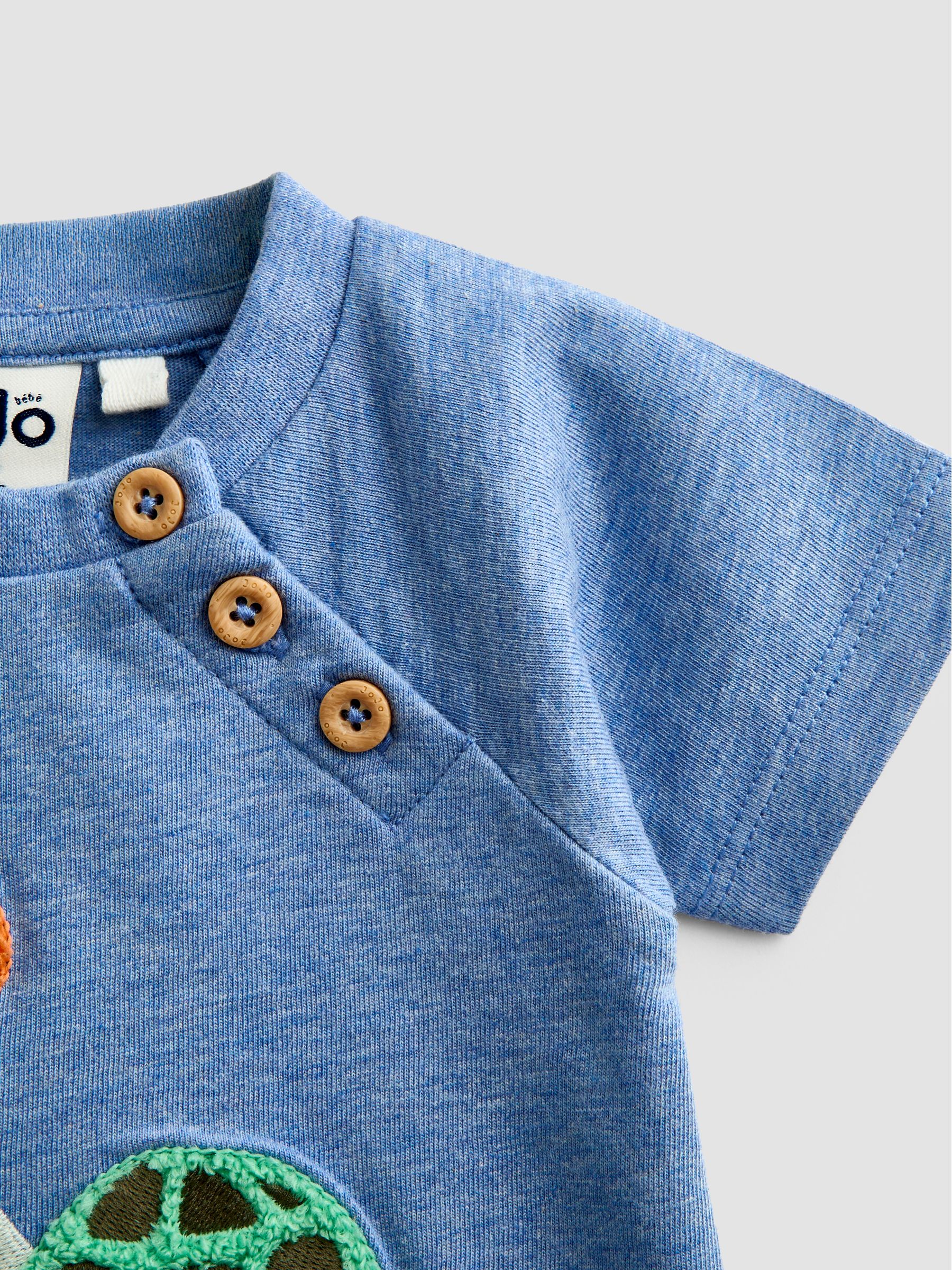 Blue Turtle Appliqué Romper & Hat Set - Image 7 of 10