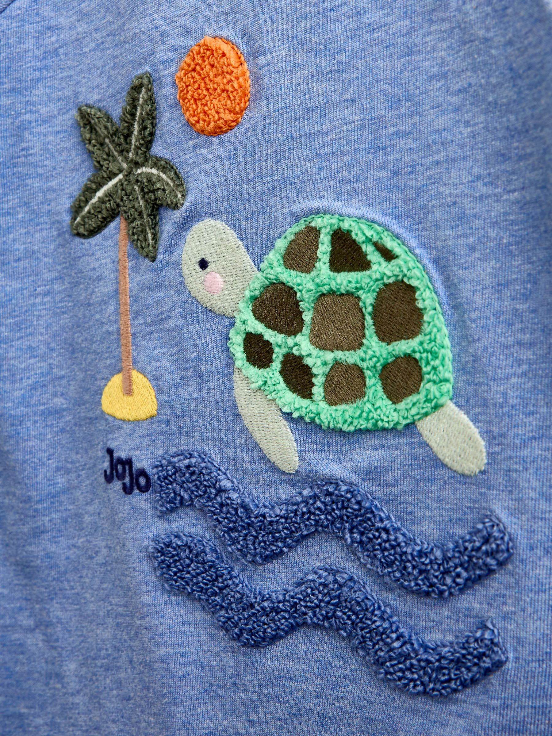 Blue Turtle Appliqué Romper & Hat Set - Image 8 of 10