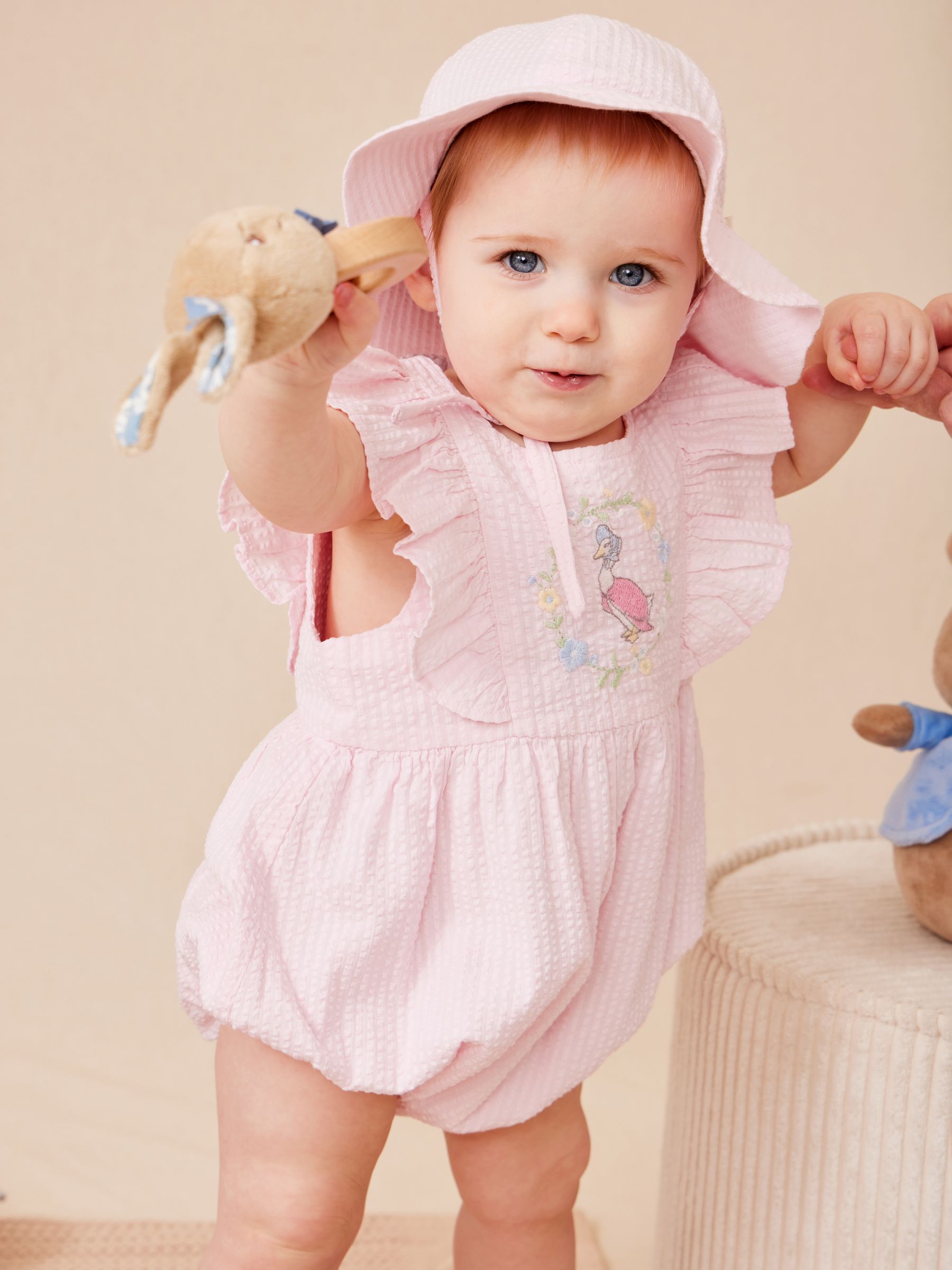Pink Jemima Puddle-Duck Embroidered Romper & Hat Set - Image 2 of 9